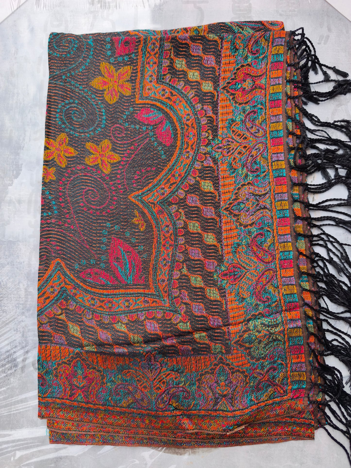 Pashmina-Foulard-Schal, 100 % indische Seide, 195 x 75 cm, 29S