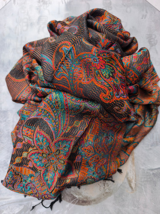 Pashmina Foulard Sciarpa Seta 100% India cm 195X75 29S