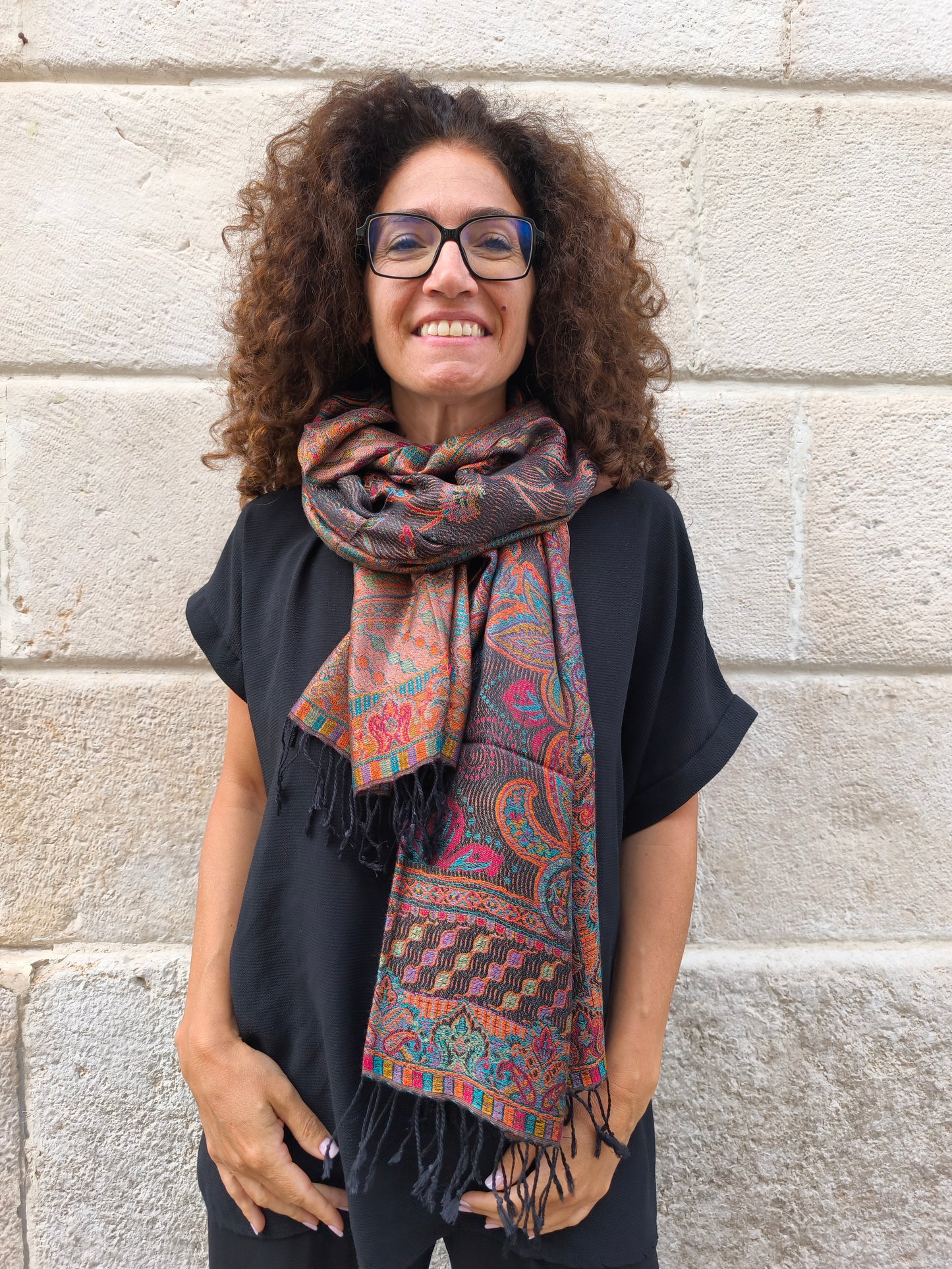 Pashmina-Foulard-Schal, 100 % indische Seide, 195 x 75 cm, 29S