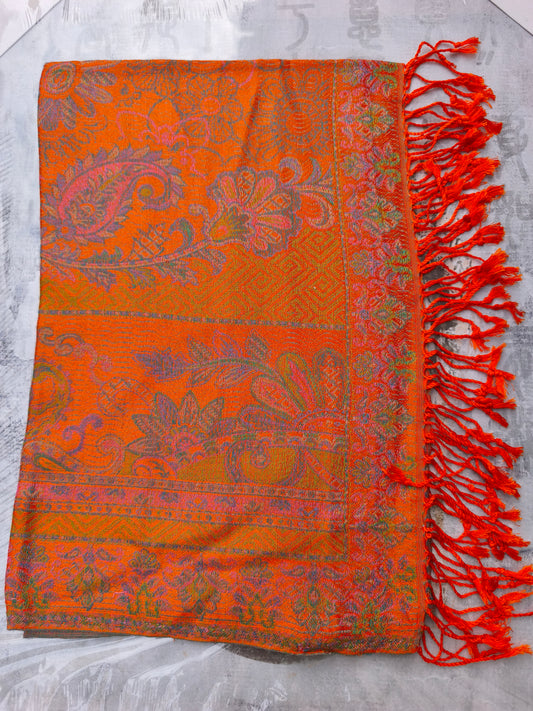 Pashmina Foulard Sciarpa Seta 100% India cm 195X75 30S