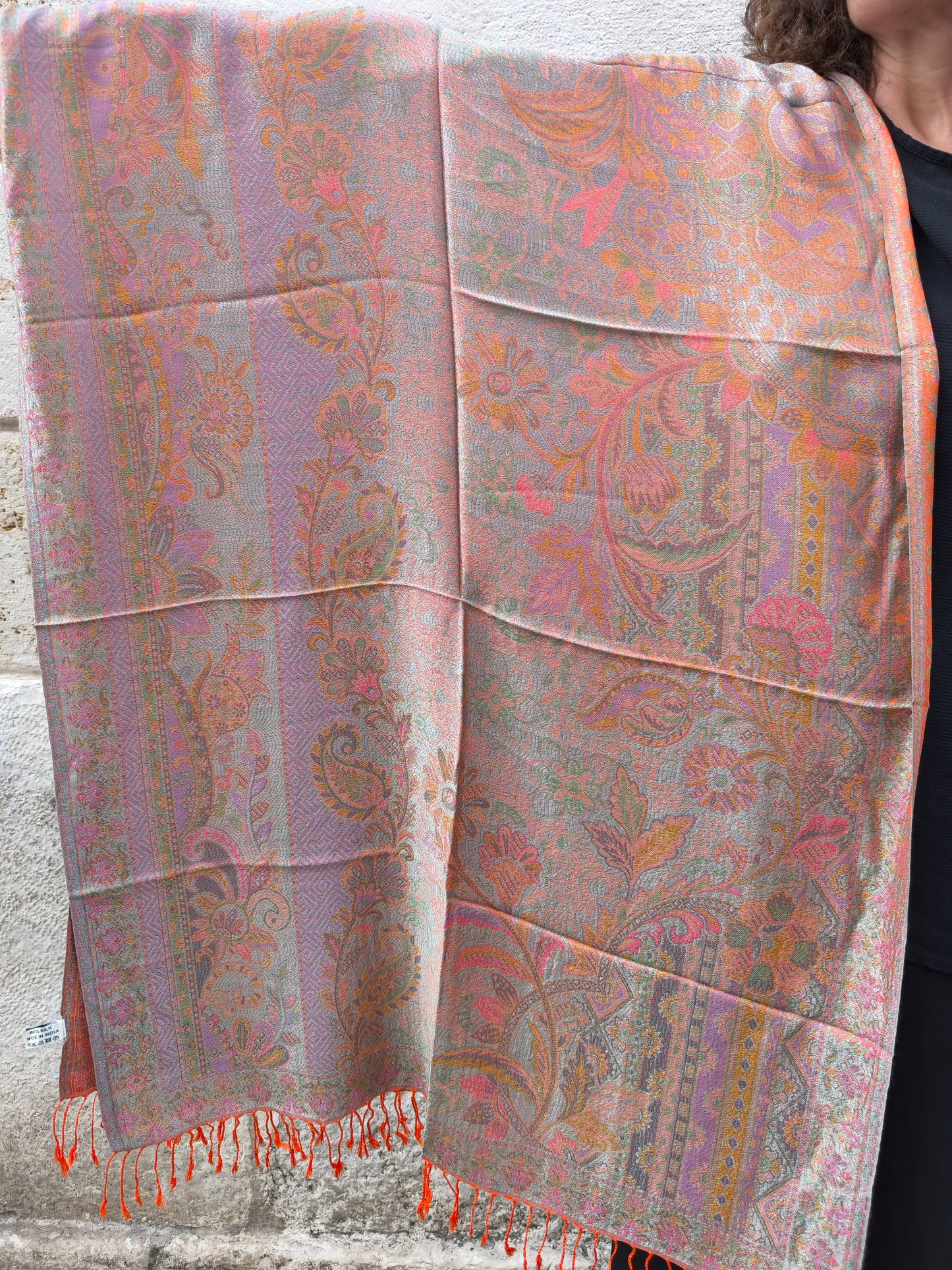 Pashmina-Foulard-Schal, 100 % indische Seide, 195 x 75 cm, 30 Stück