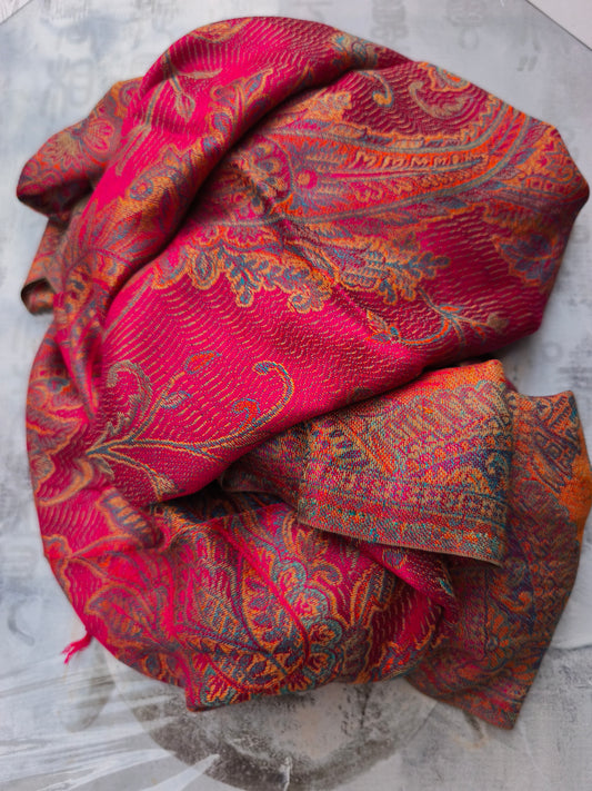 Pashmina Foulard Sciarpa Seta 100% India cm 195X75 31S