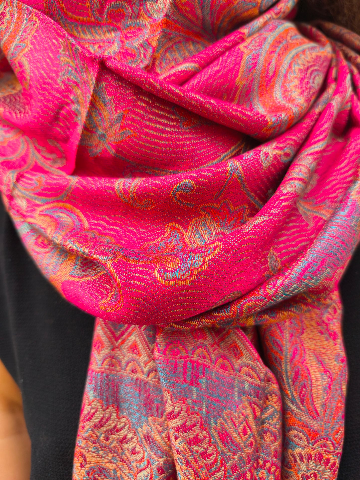 Pashmina-Foulard-Schal, 100 % indische Seide, 195 x 75 cm, 31S