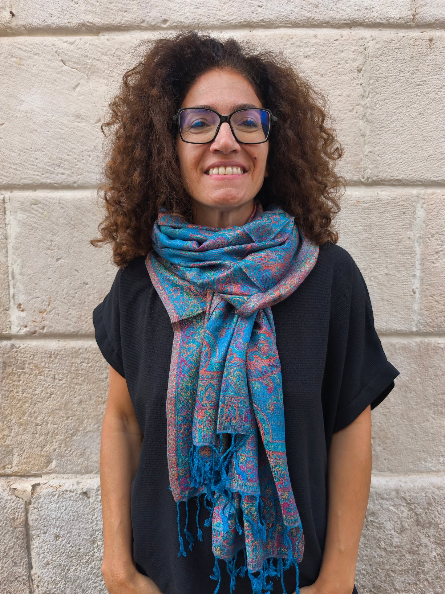 Pashmina-Foulard-Schal, 100 % indische Seide, 195 x 75 cm, 32S