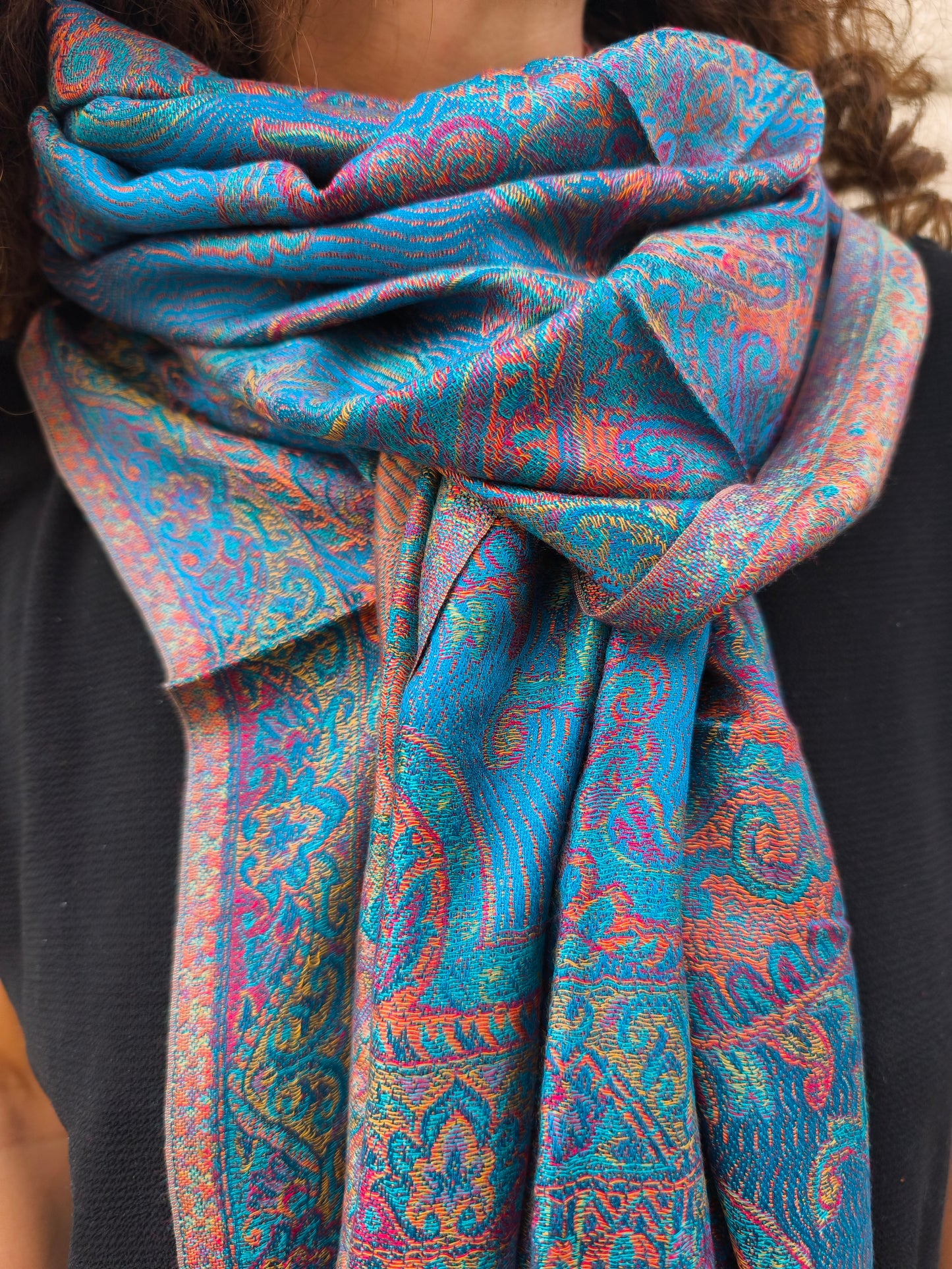 Pashmina-Foulard-Schal, 100 % indische Seide, 195 x 75 cm, 32S