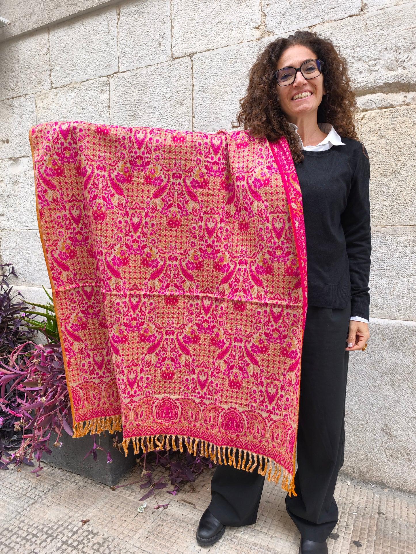 Warm Tibetan Yak Wool Shawl Scarf Stole Pashmina Blanket 75A