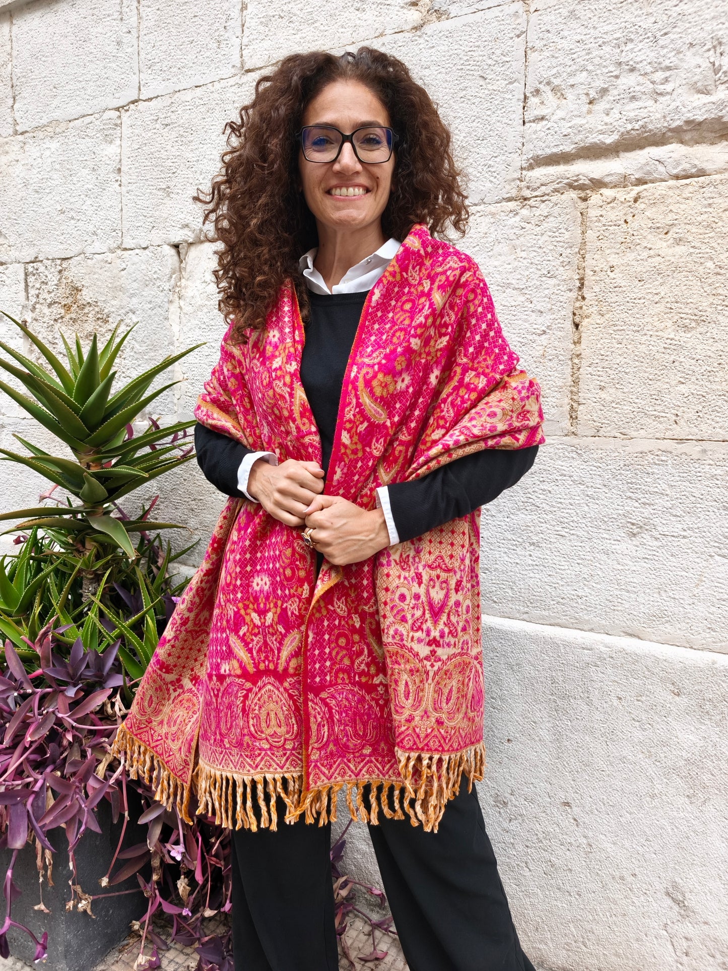 Warm Tibetan Yak Wool Shawl Scarf Stole Pashmina Blanket 75A