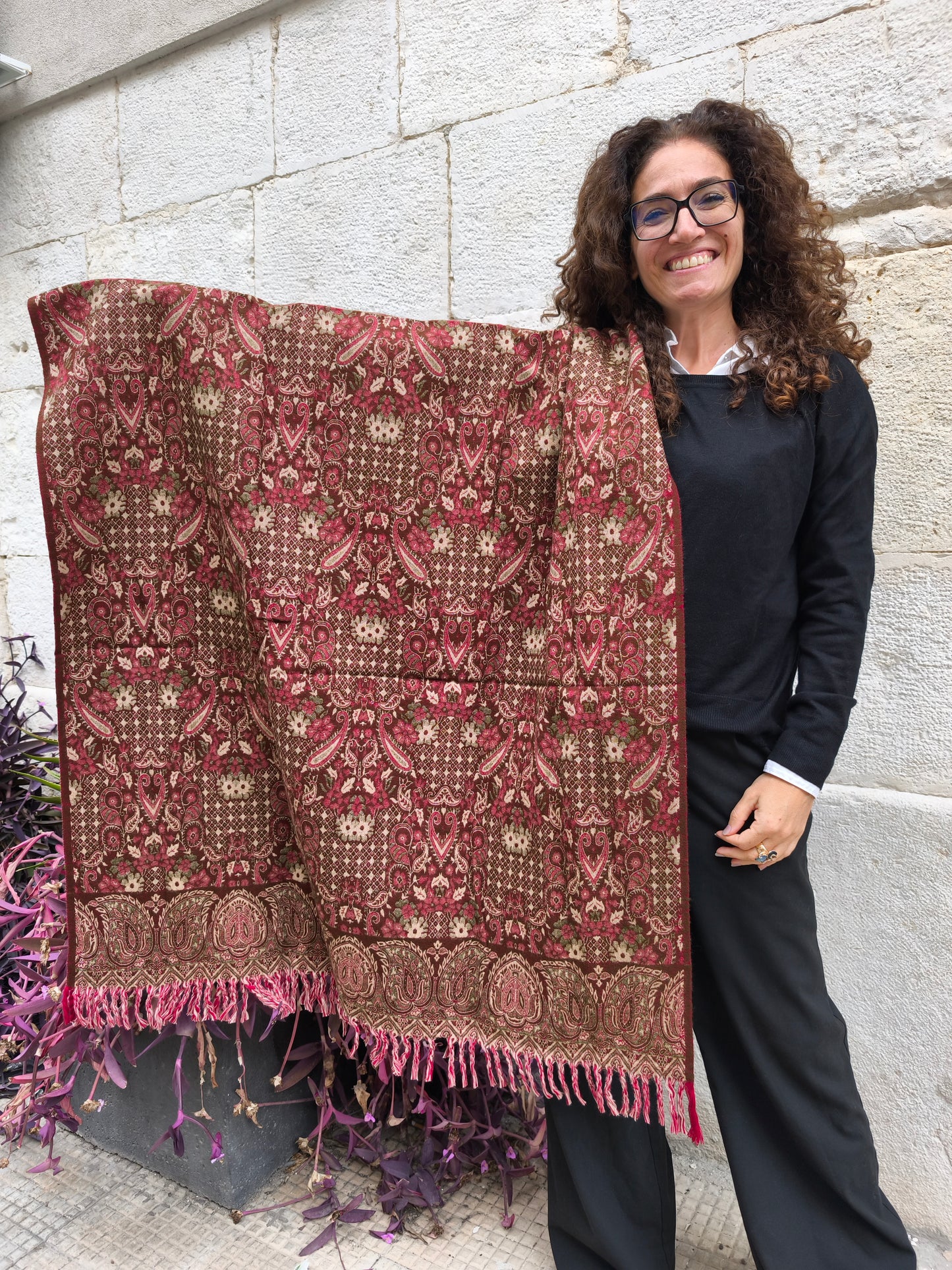 Warm Tibetan Yak Wool Shawl Scarf Stole Pashmina Blanket 75A