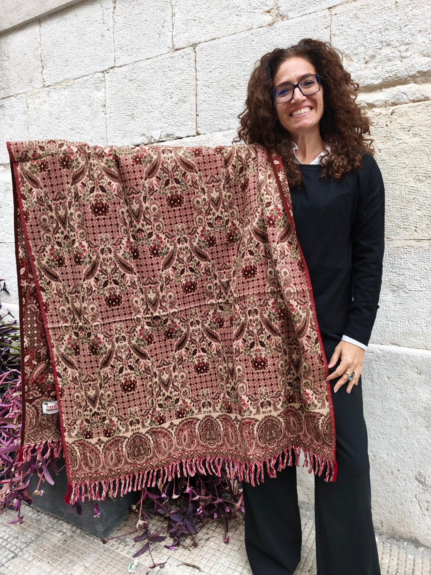 Warm Tibetan Yak Wool Shawl Scarf Stole Pashmina Blanket 75A