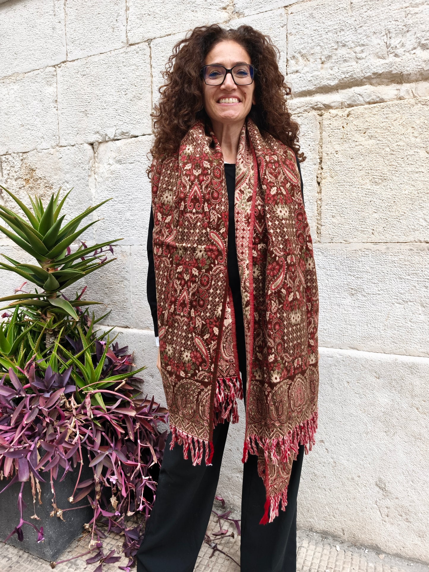 Warm Tibetan Yak Wool Shawl Scarf Stole Pashmina Blanket 75A