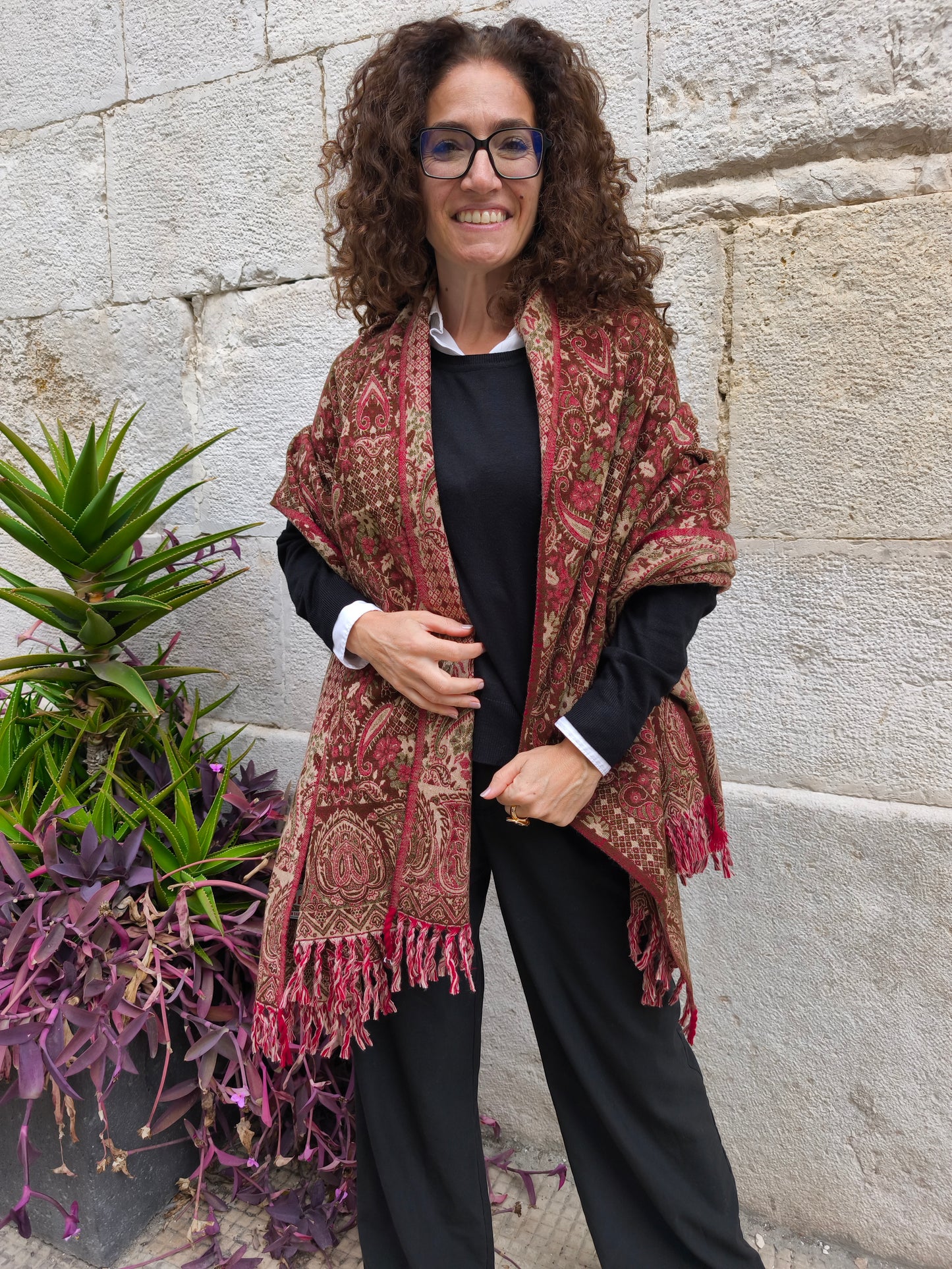 Warm Tibetan Yak Wool Shawl Scarf Stole Pashmina Blanket 75A