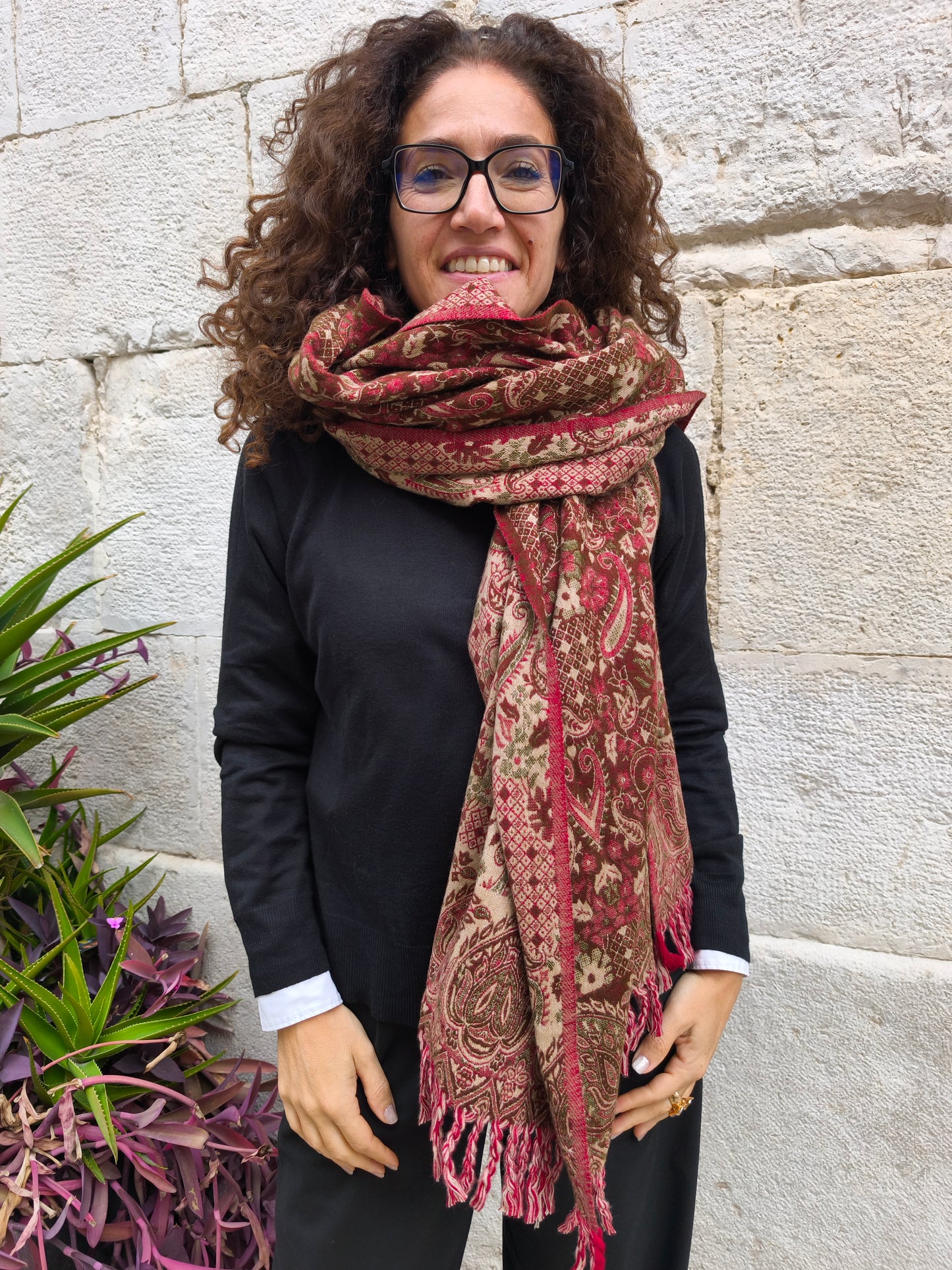 Warm Tibetan Yak Wool Shawl Scarf Stole Pashmina Blanket 75A