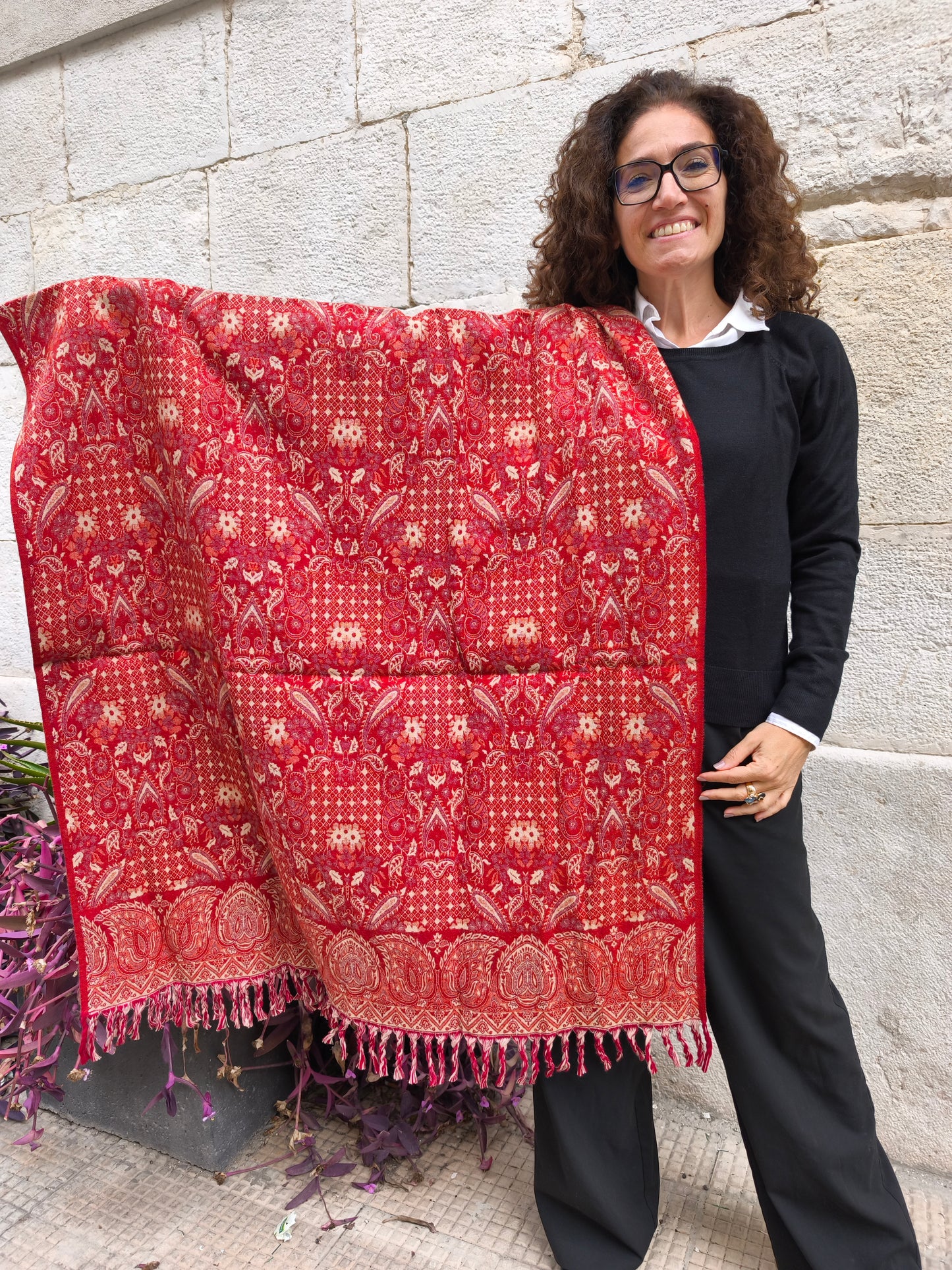 Warm Tibetan Yak Wool Shawl Scarf Stole Pashmina Blanket 75A