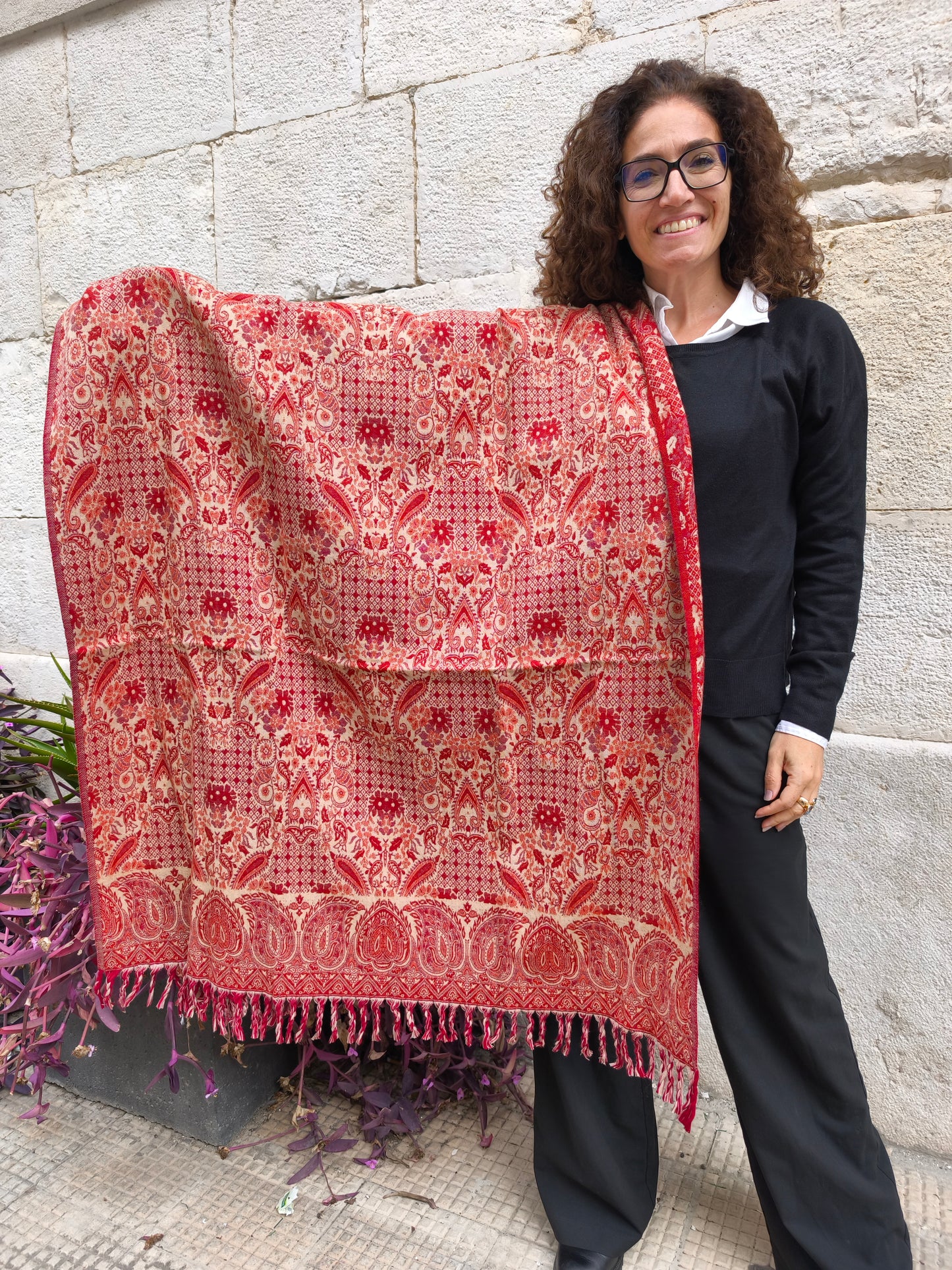 Warm Tibetan Yak Wool Shawl Scarf Stole Pashmina Blanket 75A