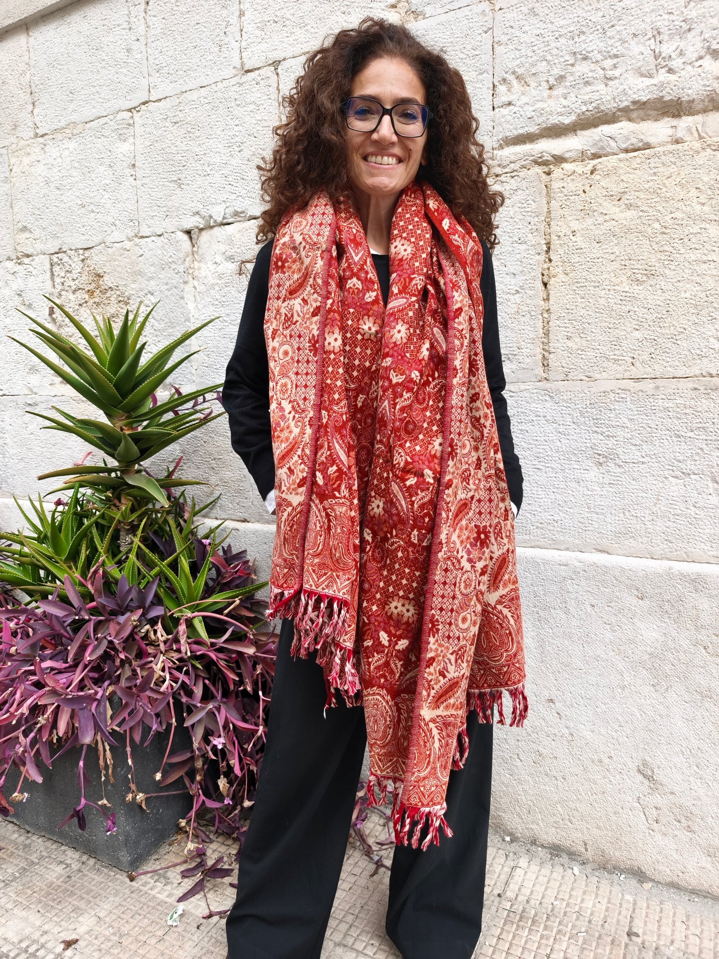 Warm Tibetan Yak Wool Shawl Scarf Stole Pashmina Blanket 75A