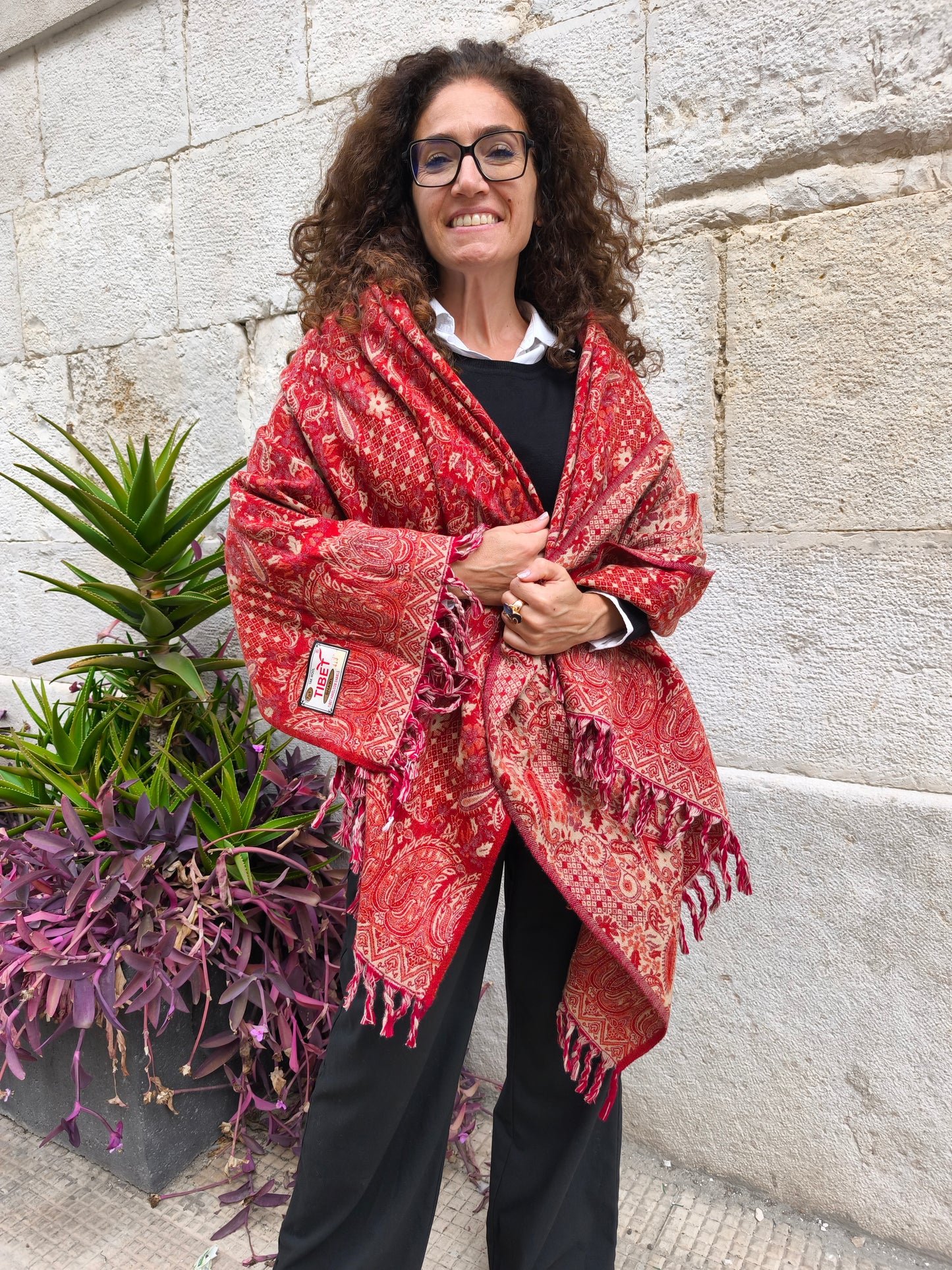 Warm Tibetan Yak Wool Shawl Scarf Stole Pashmina Blanket 75A