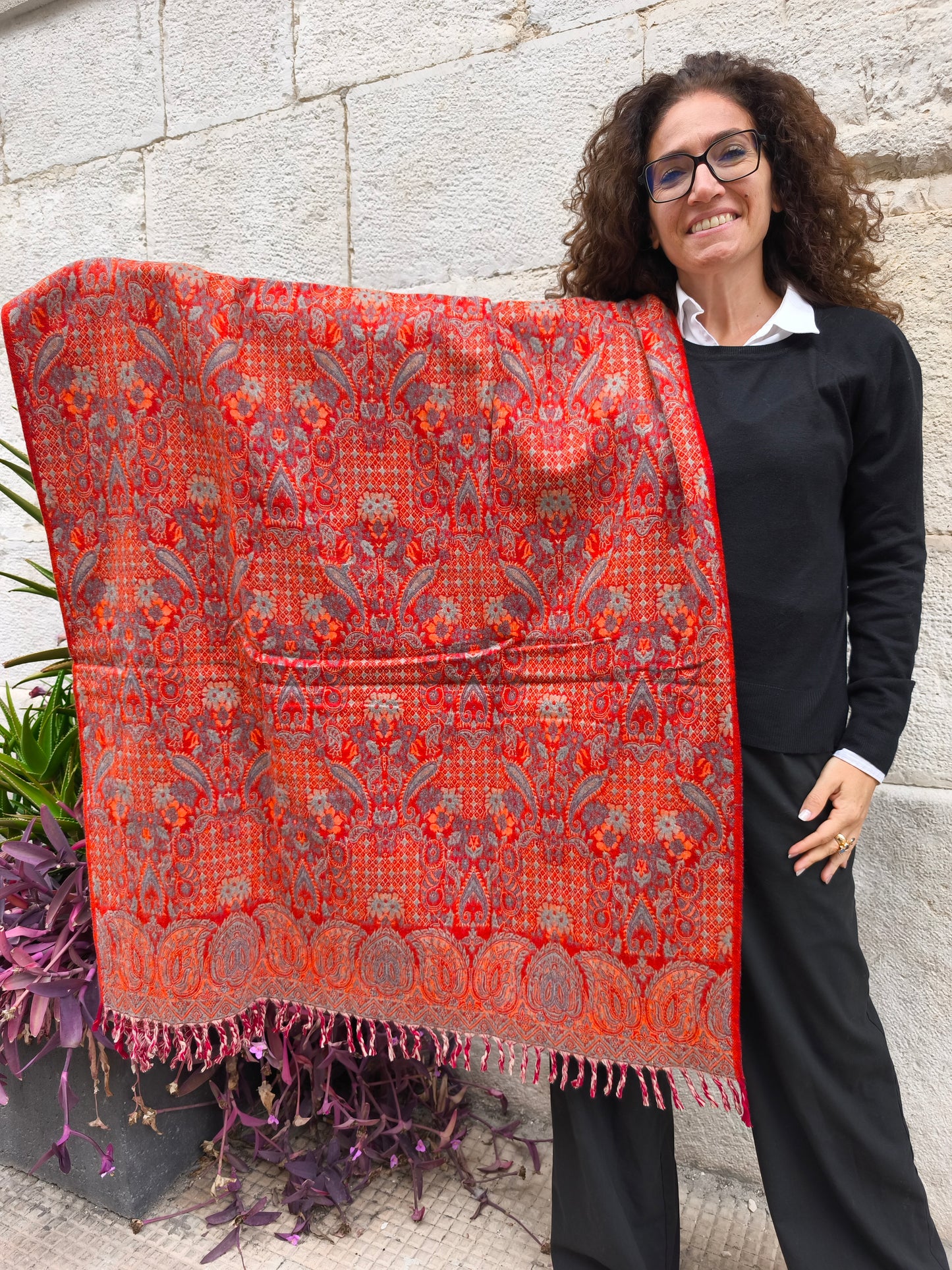 Warm Tibetan Yak Wool Shawl Scarf Stole Pashmina Blanket 75A