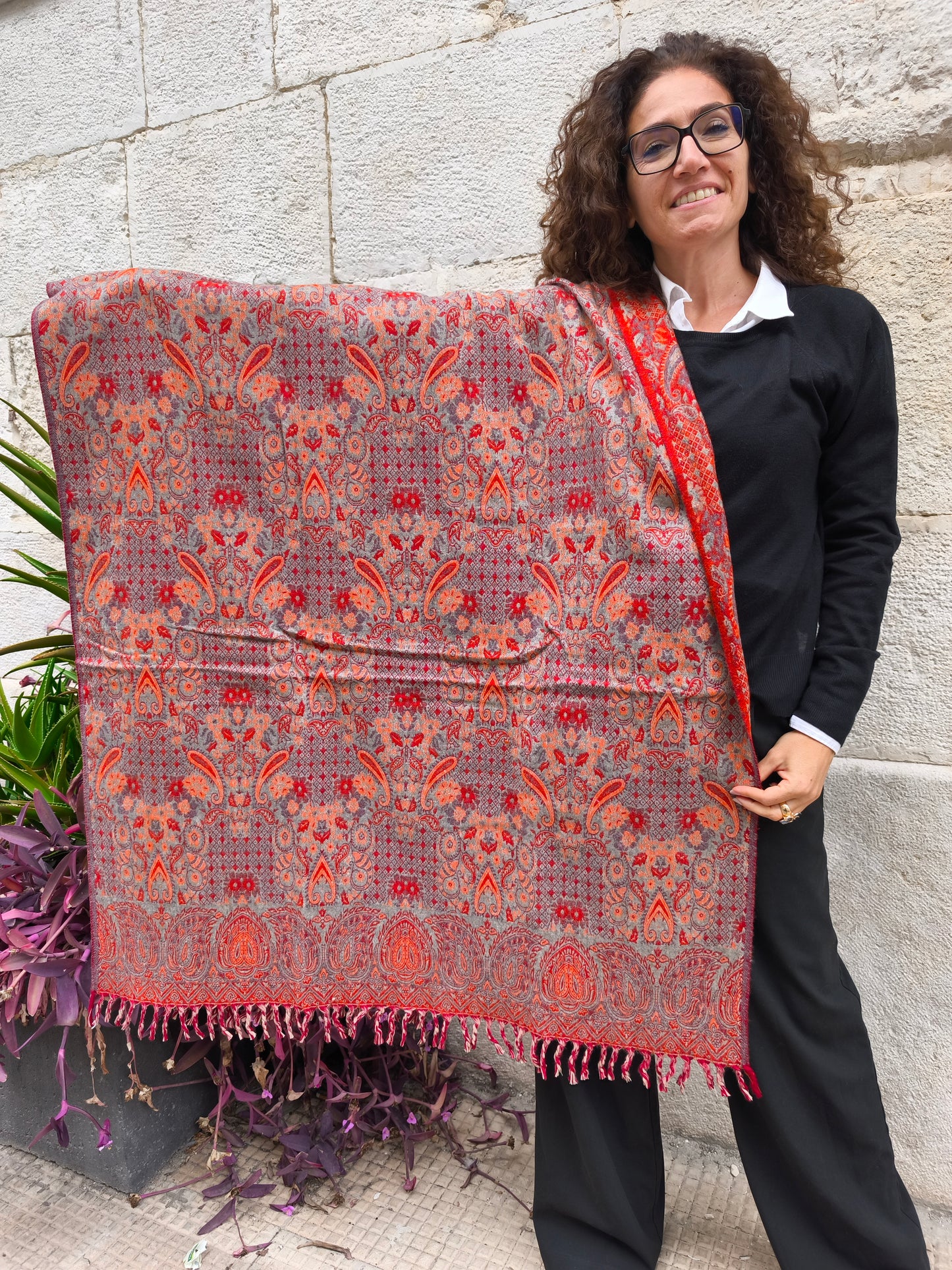 Warm Tibetan Yak Wool Shawl Scarf Stole Pashmina Blanket 75A