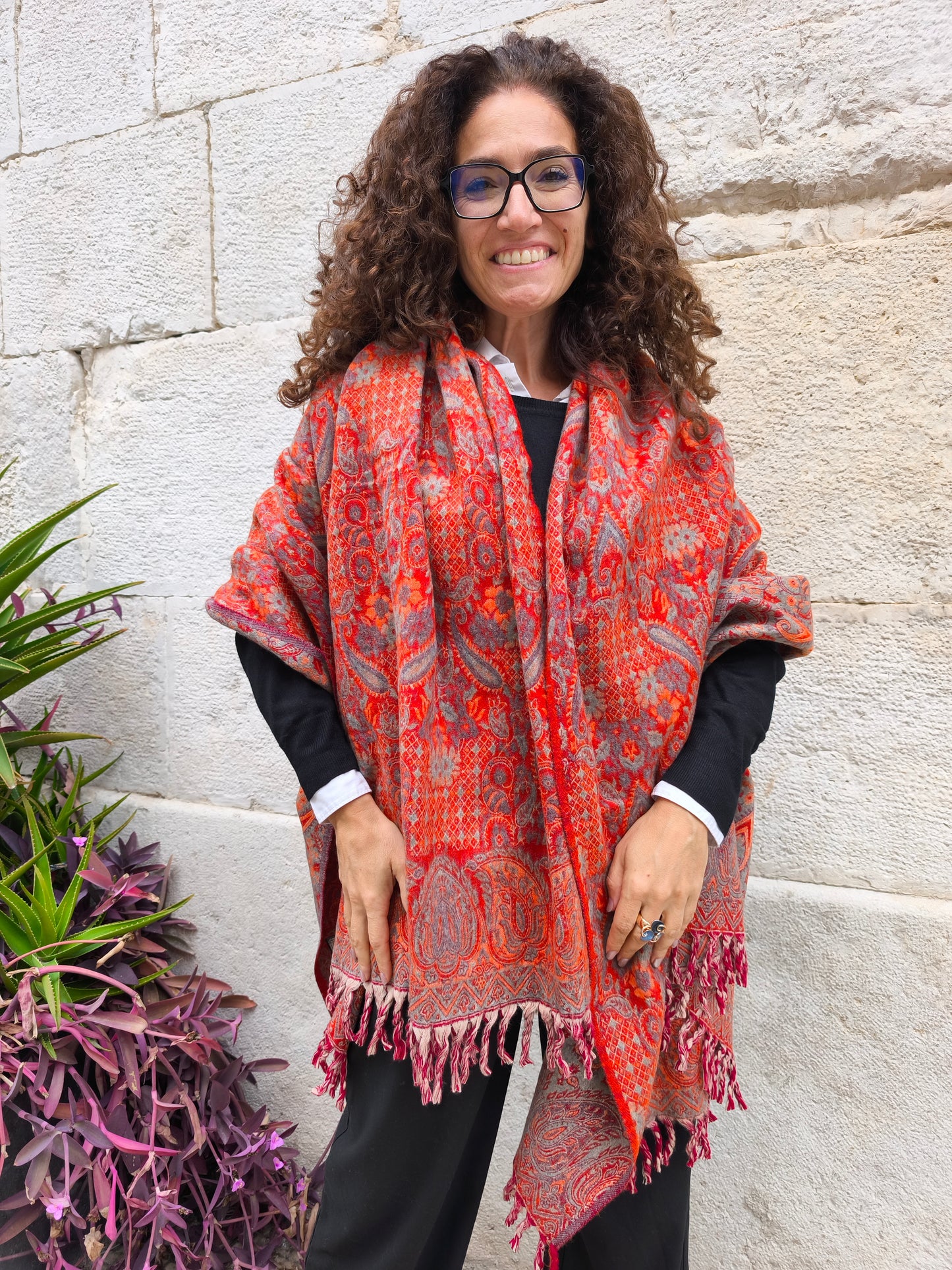 Warm Tibetan Yak Wool Shawl Scarf Stole Pashmina Blanket 75A