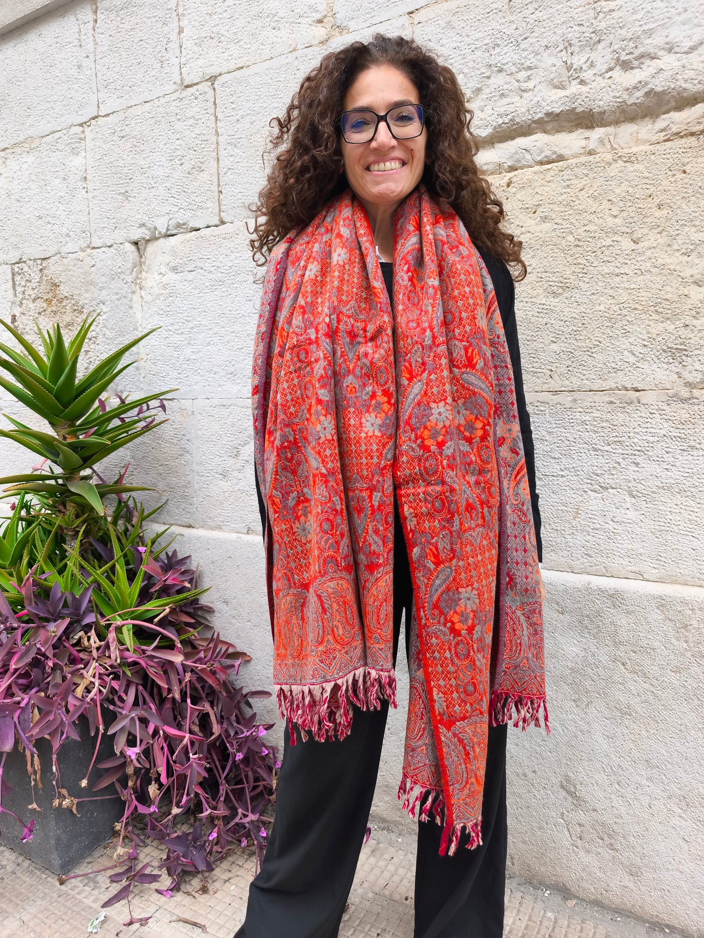 Warm Tibetan Yak Wool Shawl Scarf Stole Pashmina Blanket 75A