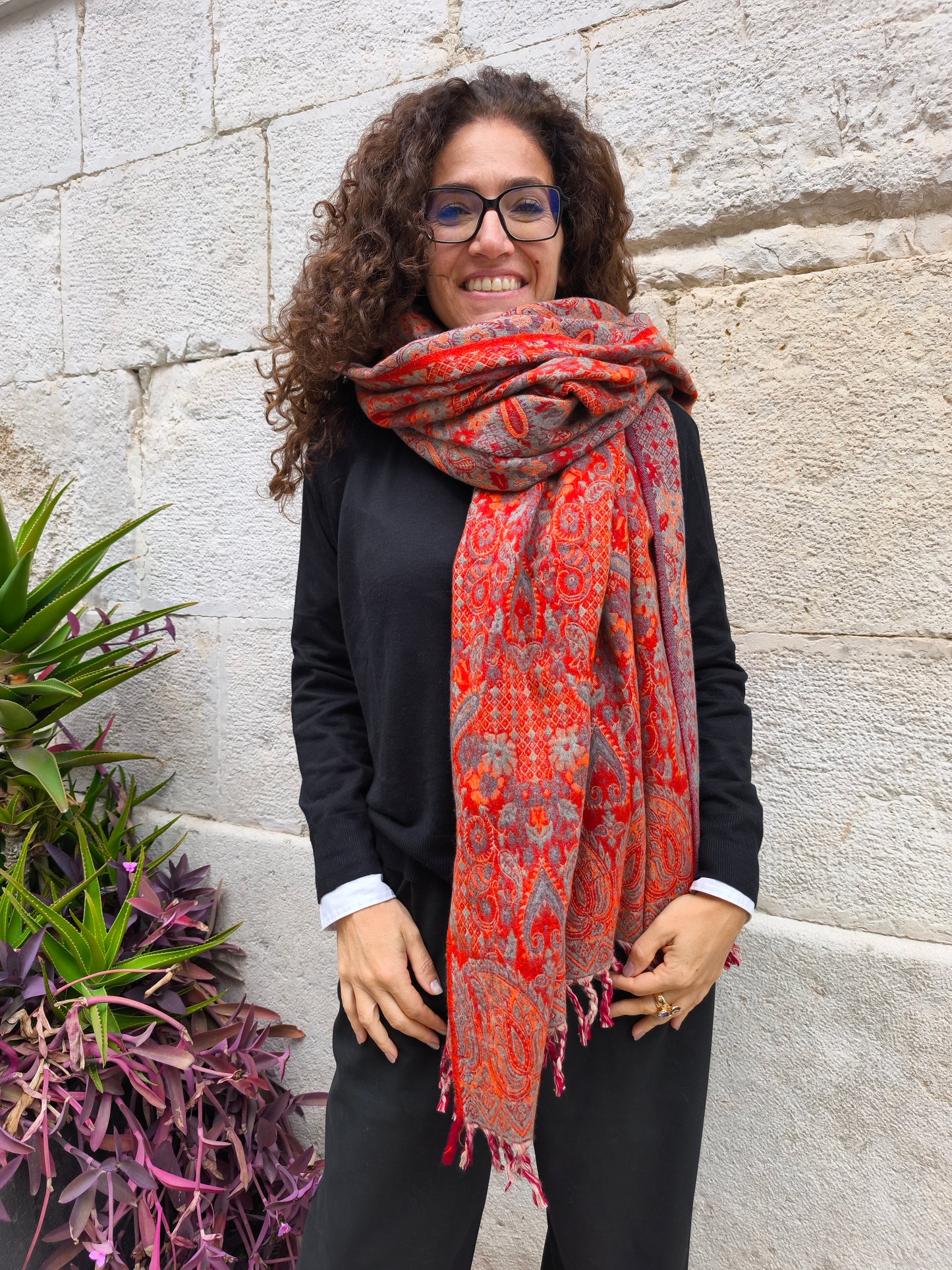 Warm Tibetan Yak Wool Shawl Scarf Stole Pashmina Blanket 75A