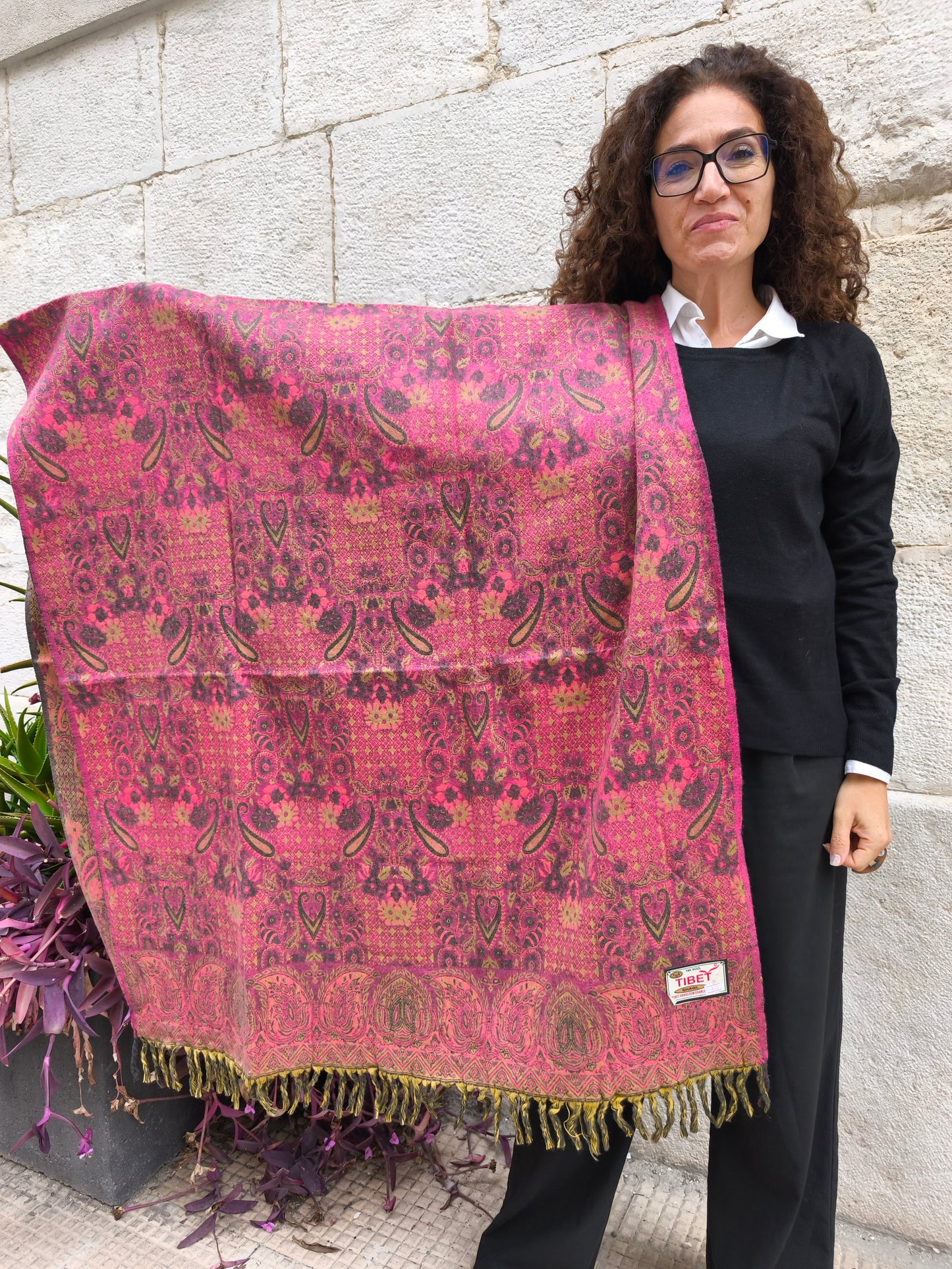 Warm Tibetan Yak Wool Shawl Scarf Stole Pashmina Blanket 75A