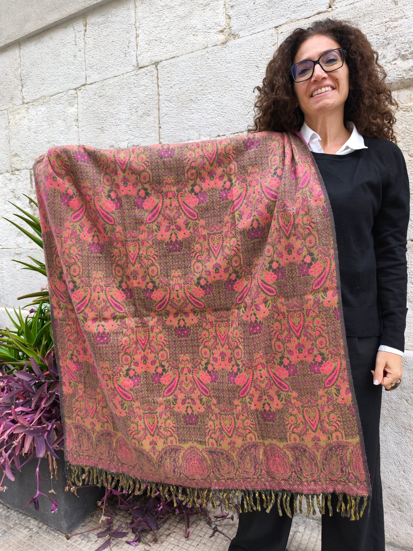 Warm Tibetan Yak Wool Shawl Scarf Stole Pashmina Blanket 75A