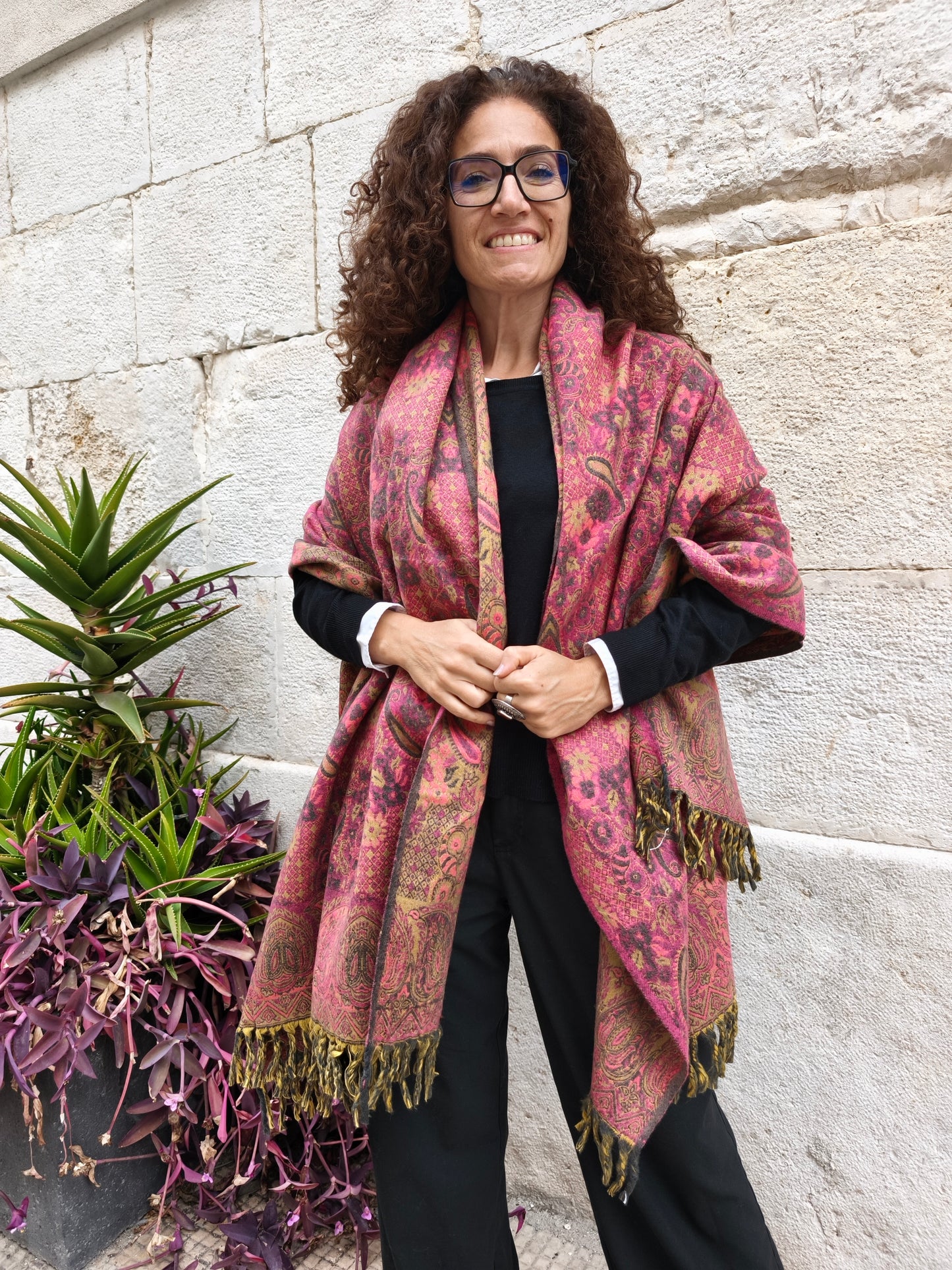 Warm Tibetan Yak Wool Shawl Scarf Stole Pashmina Blanket 75A