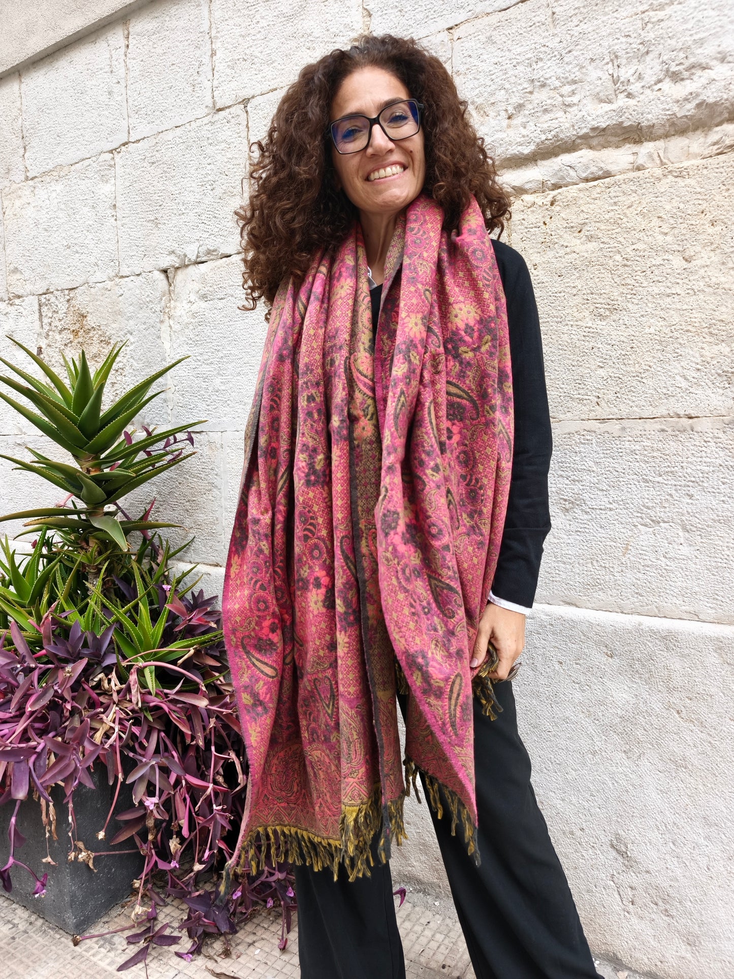 Warm Tibetan Yak Wool Shawl Scarf Stole Pashmina Blanket 75A