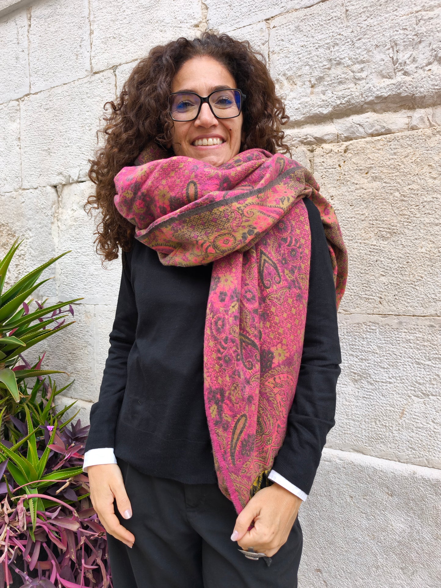 Warm Tibetan Yak Wool Shawl Scarf Stole Pashmina Blanket 75A