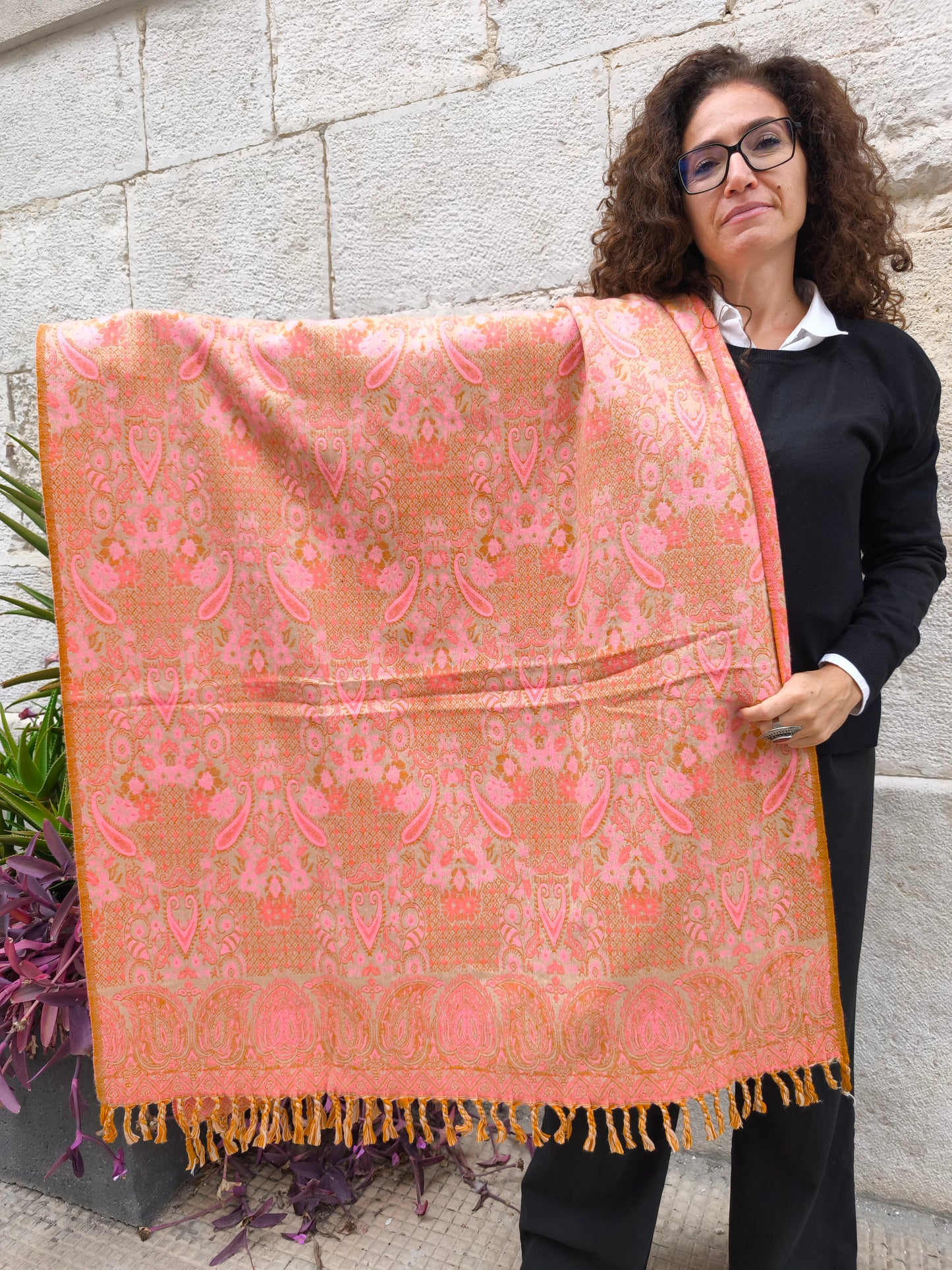 Warm Tibetan Yak Wool Shawl Scarf Stole Pashmina Blanket 75A