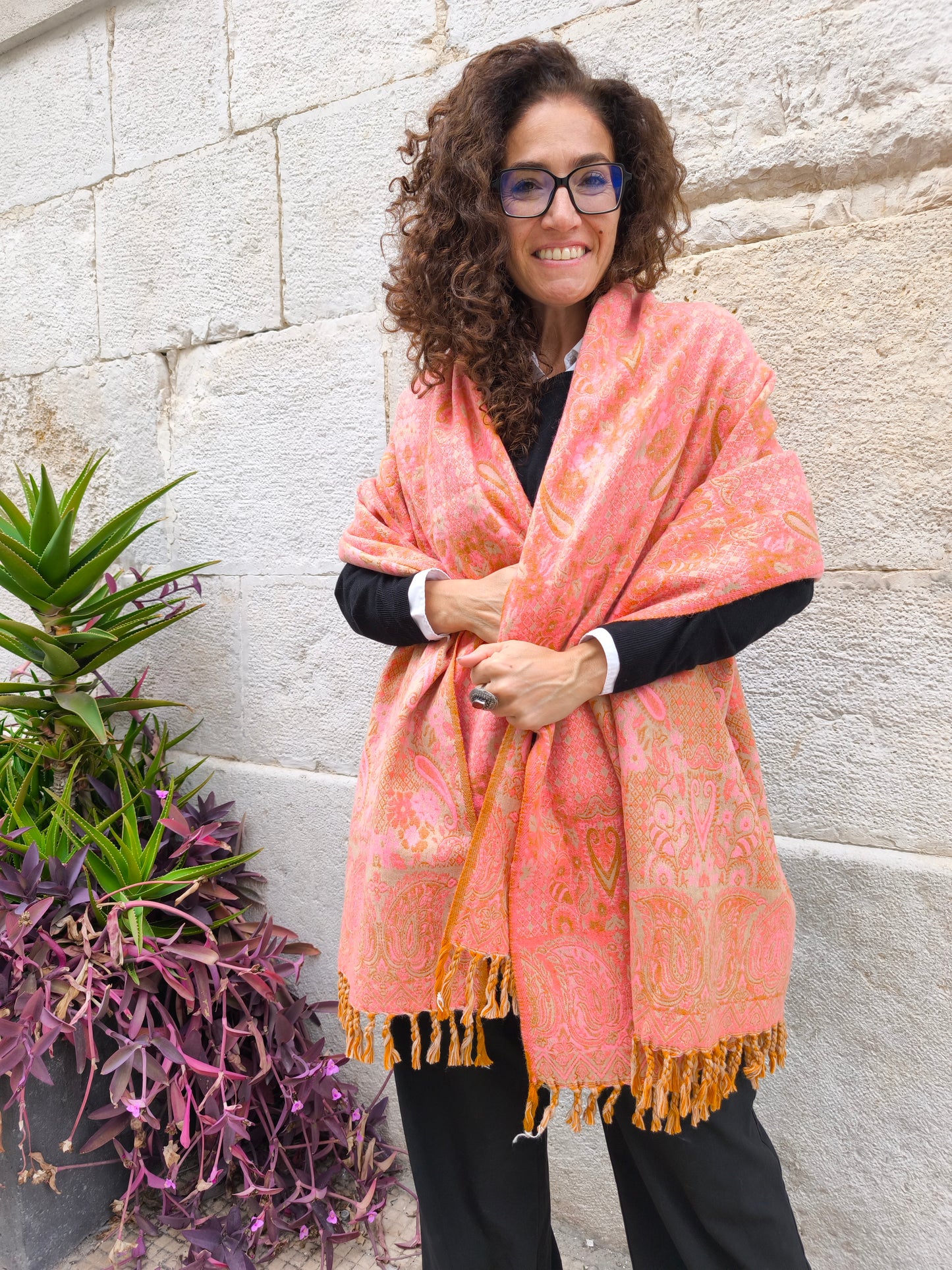 Warm Tibetan Yak Wool Shawl Scarf Stole Pashmina Blanket 75A