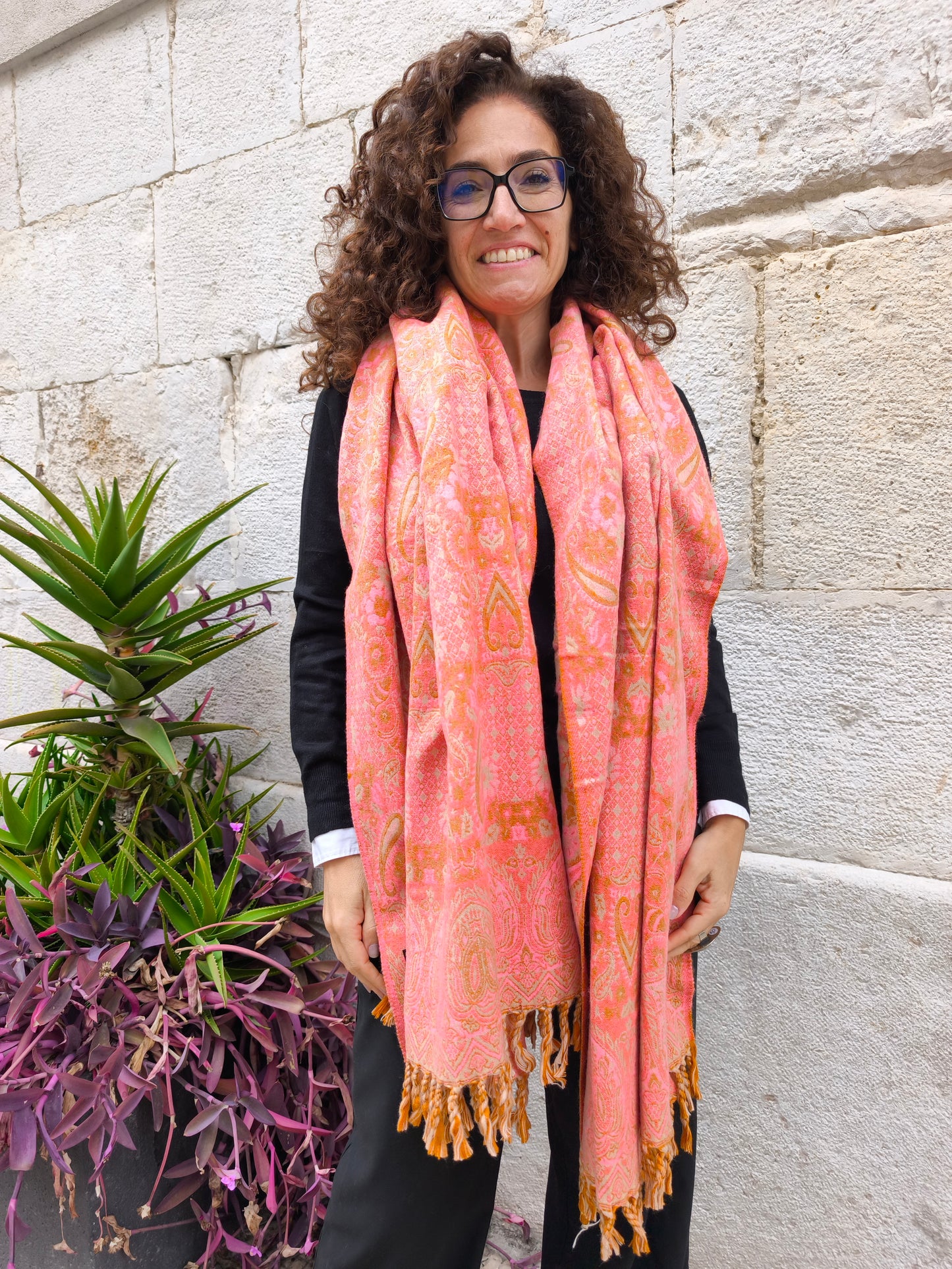 Warm Tibetan Yak Wool Shawl Scarf Stole Pashmina Blanket 75A