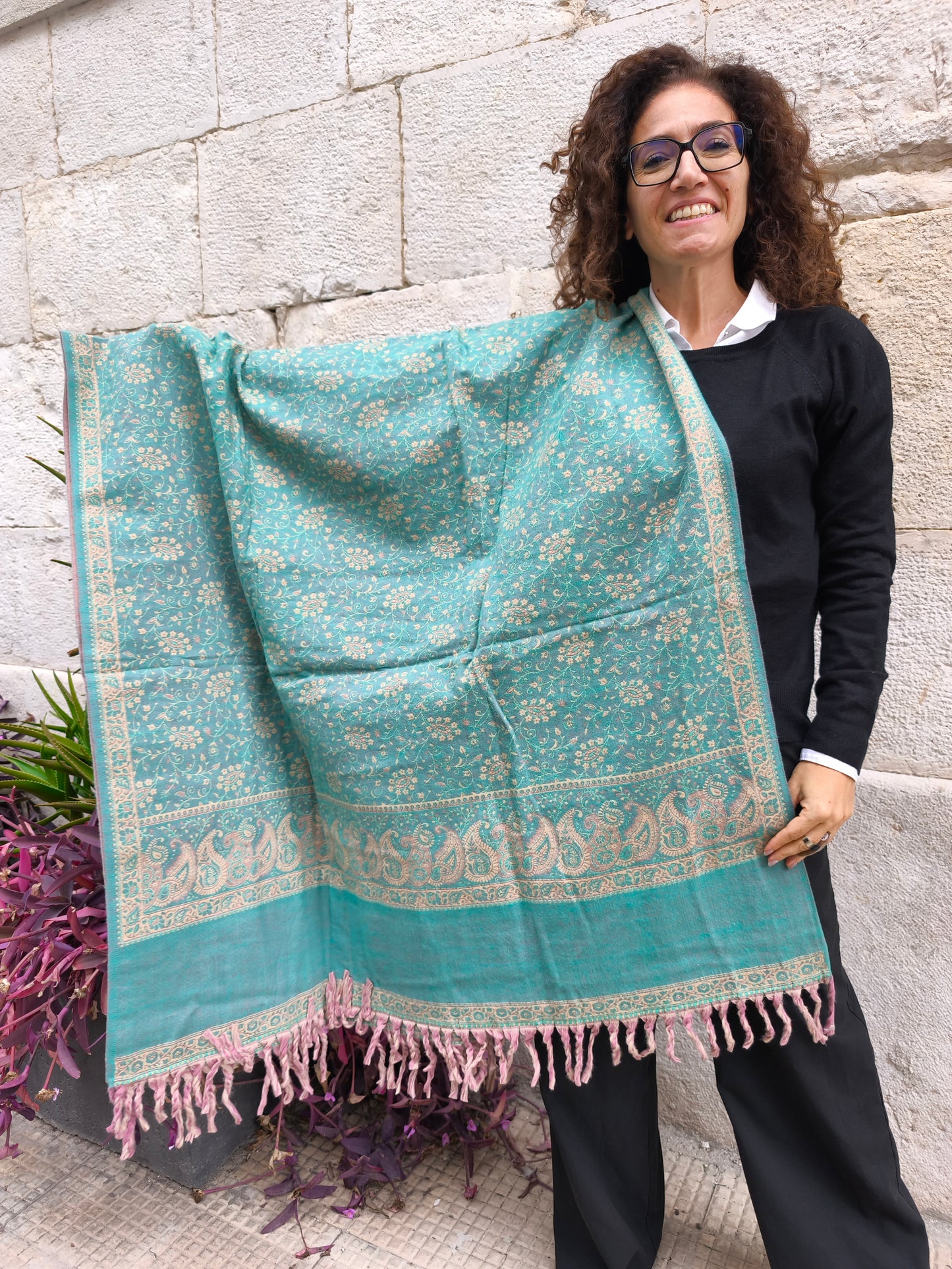 Warm Tibetan Yak Wool Shawl Scarf Stole Pashmina Blanket 75A