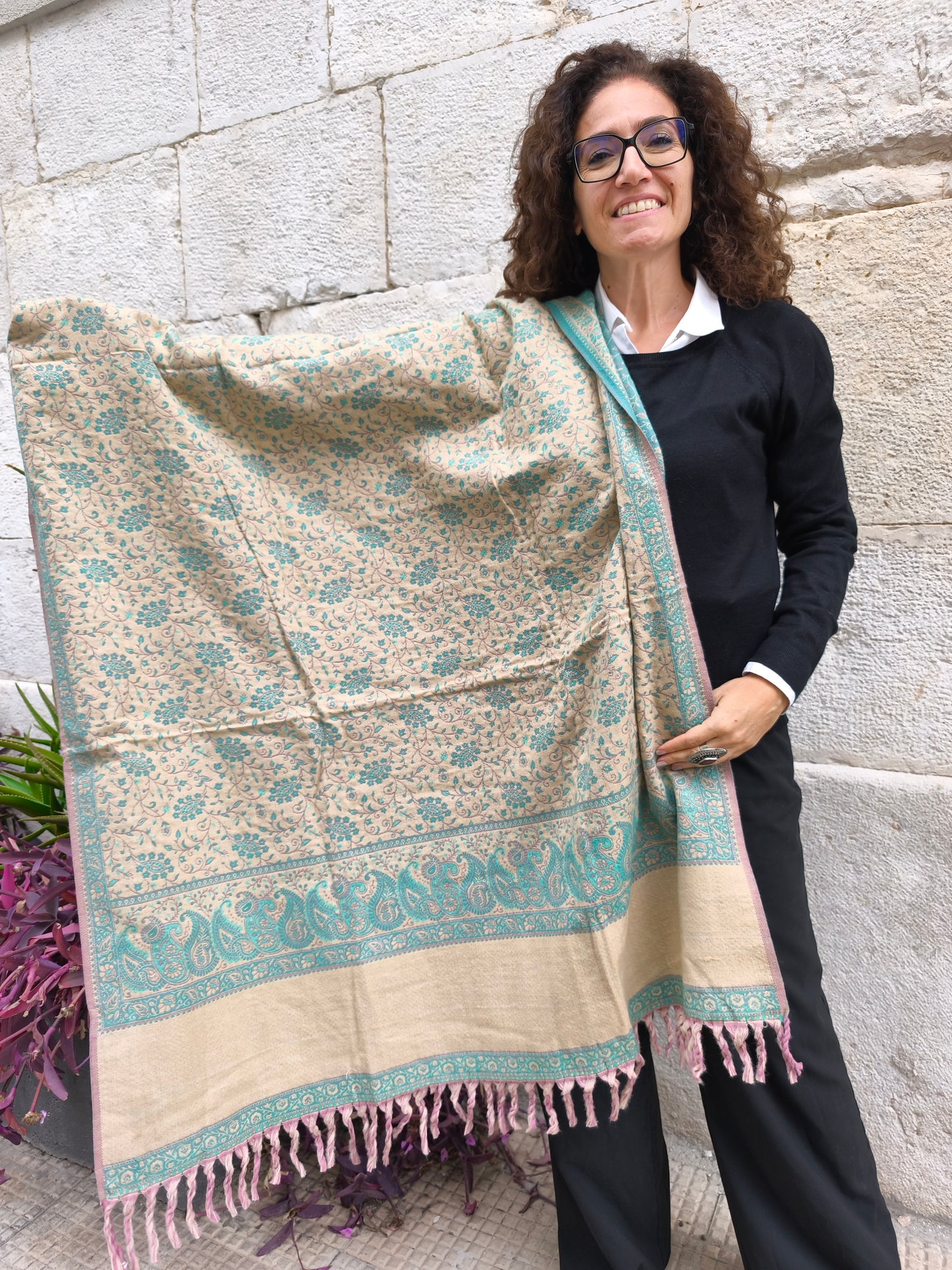 Warm Tibetan Yak Wool Shawl Scarf Stole Pashmina Blanket 75A