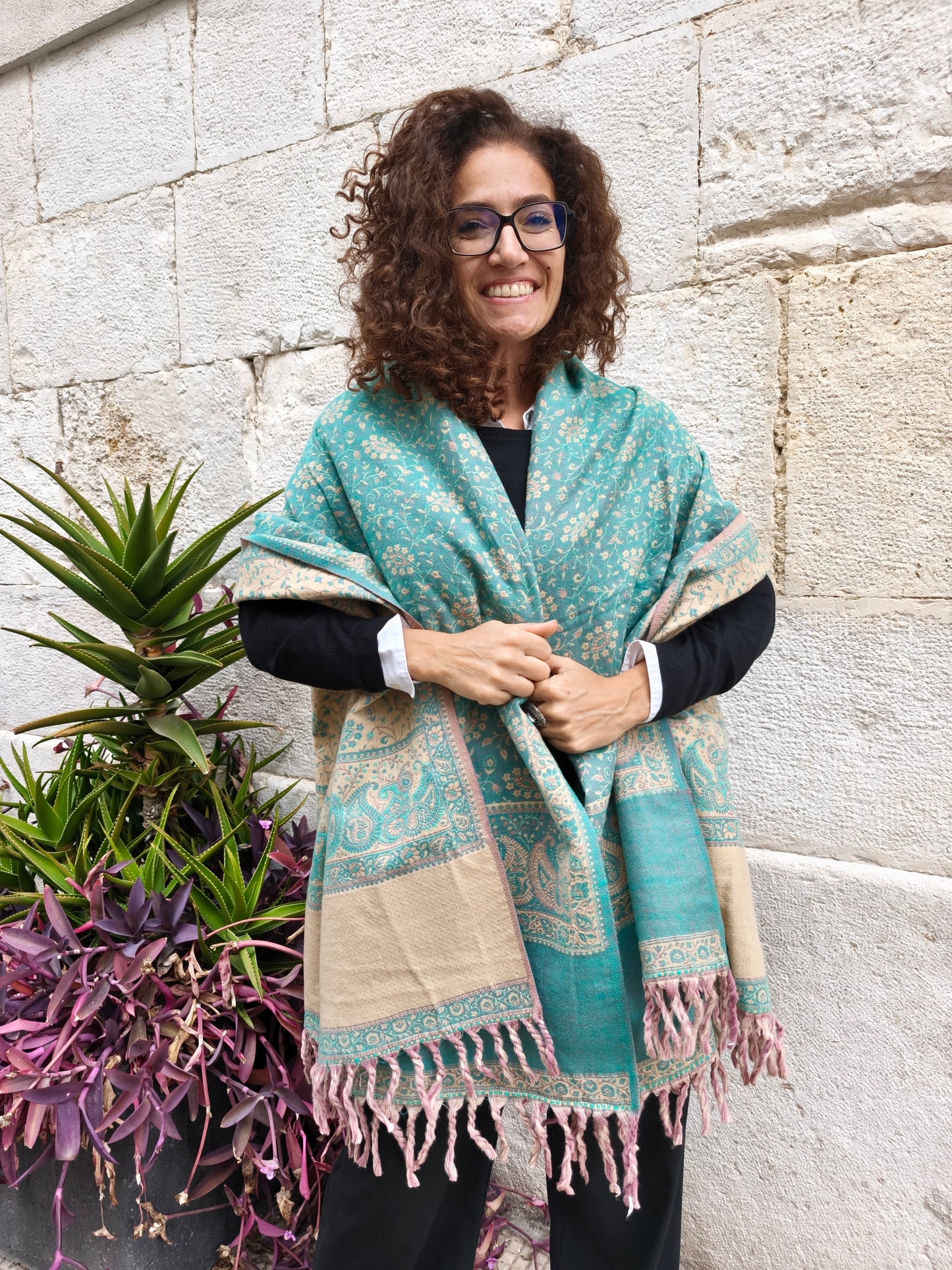 Warm Tibetan Yak Wool Shawl Scarf Stole Pashmina Blanket 75A