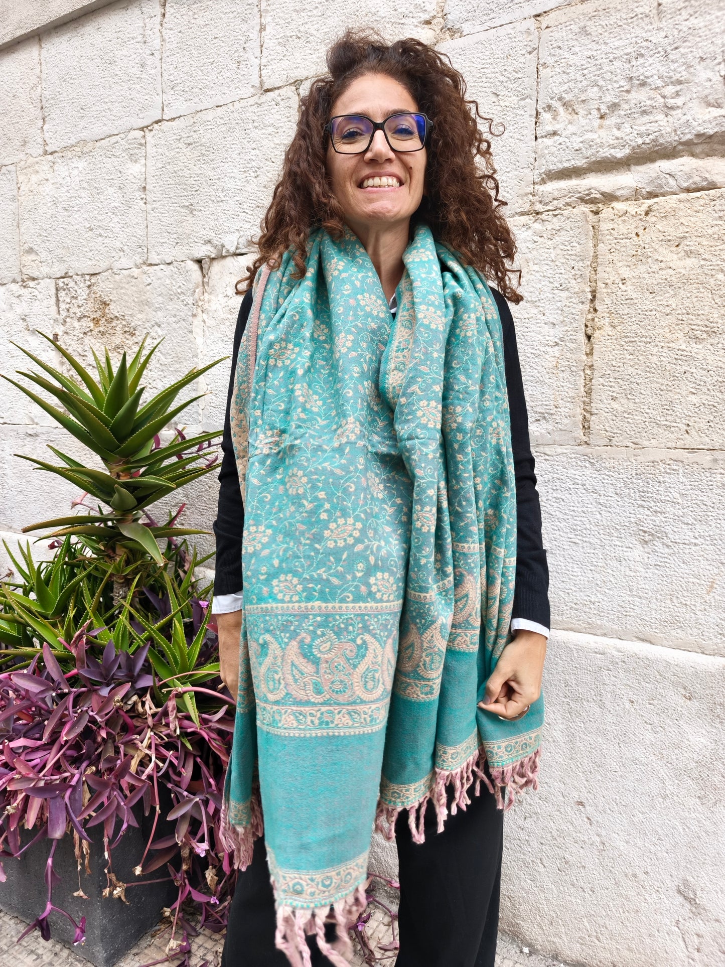 Warm Tibetan Yak Wool Shawl Scarf Stole Pashmina Blanket 75A