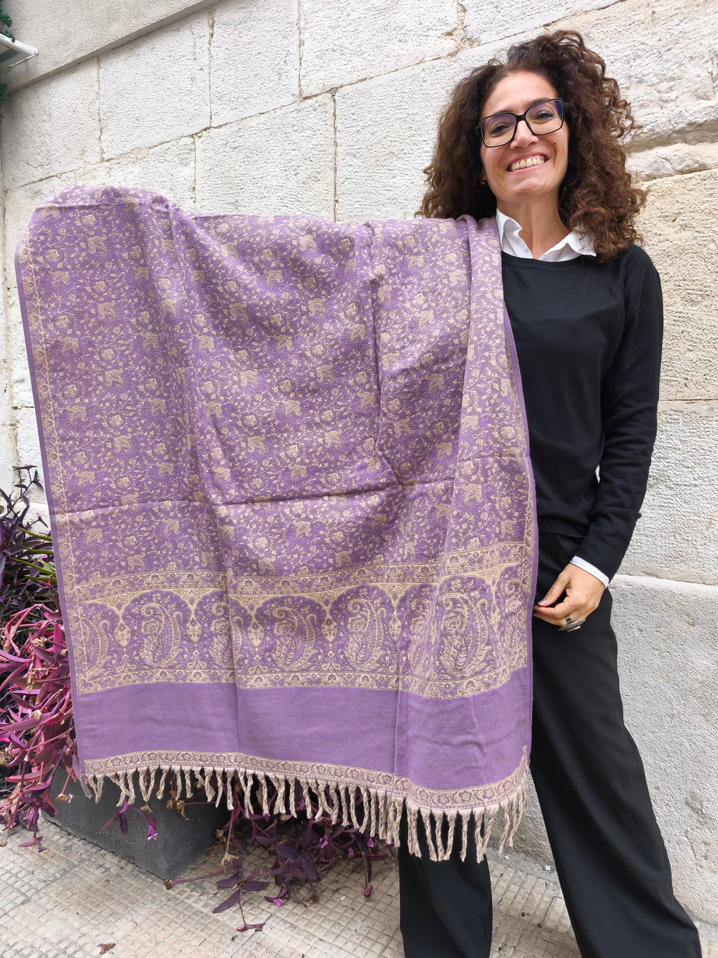 Warm Tibetan Yak Wool Shawl Scarf Stole Pashmina Blanket 75A