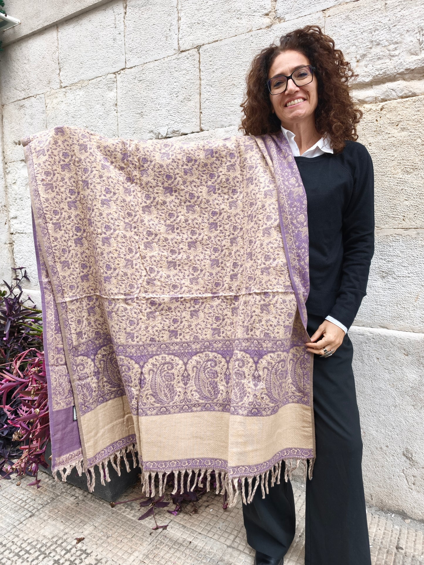 Warm Tibetan Yak Wool Shawl Scarf Stole Pashmina Blanket 75A