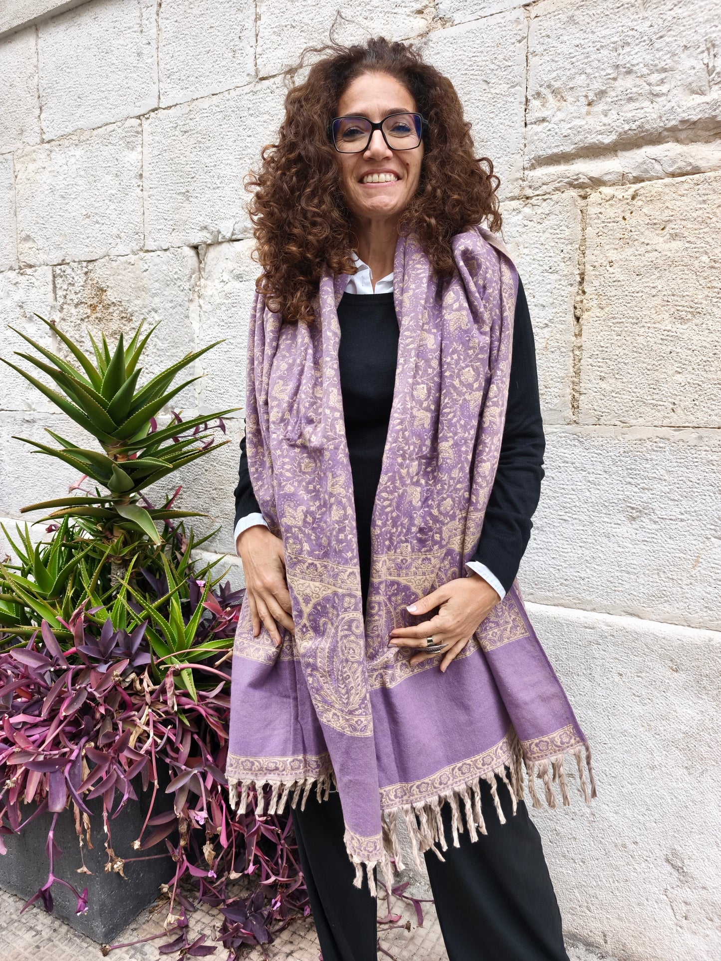 Warm Tibetan Yak Wool Shawl Scarf Stole Pashmina Blanket 75A