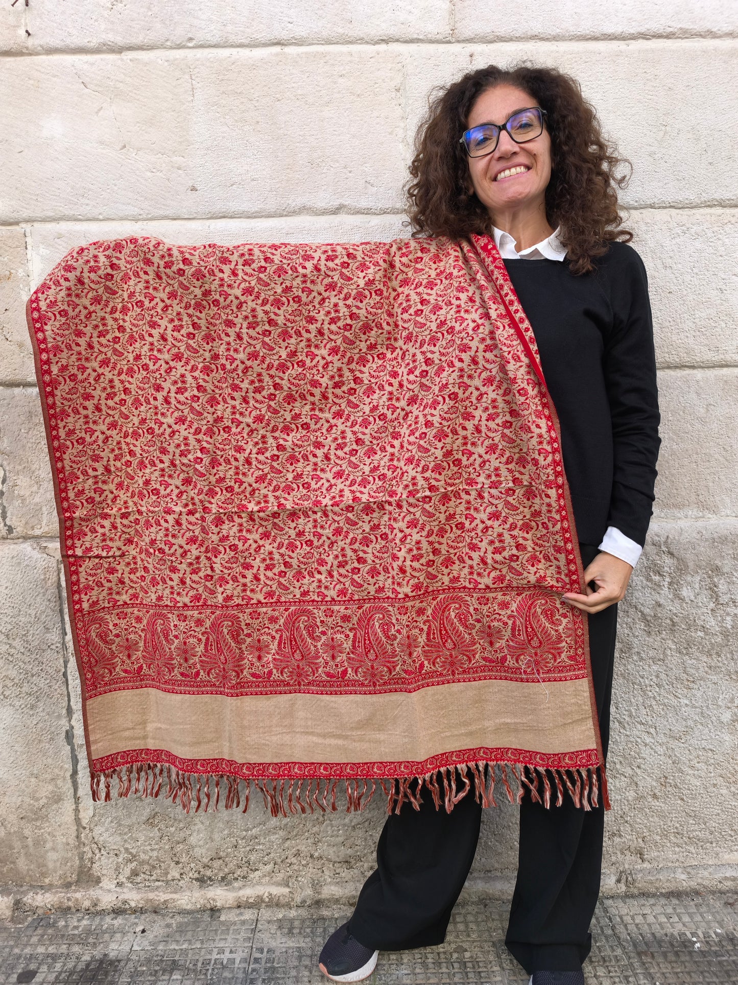 Warm Tibetan Yak Wool Shawl Scarf Stole Pashmina Blanket 75A