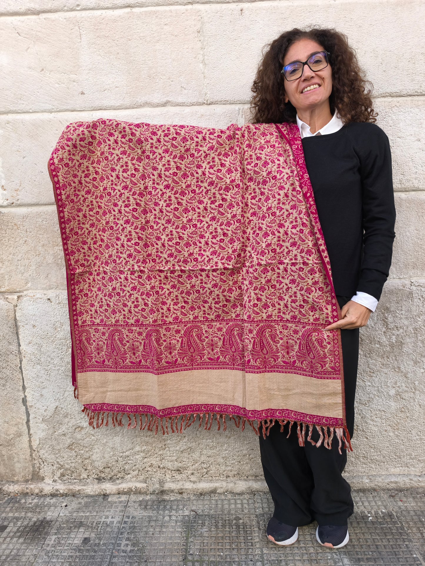 Warm Tibetan Yak Wool Shawl Scarf Stole Pashmina Blanket 75A