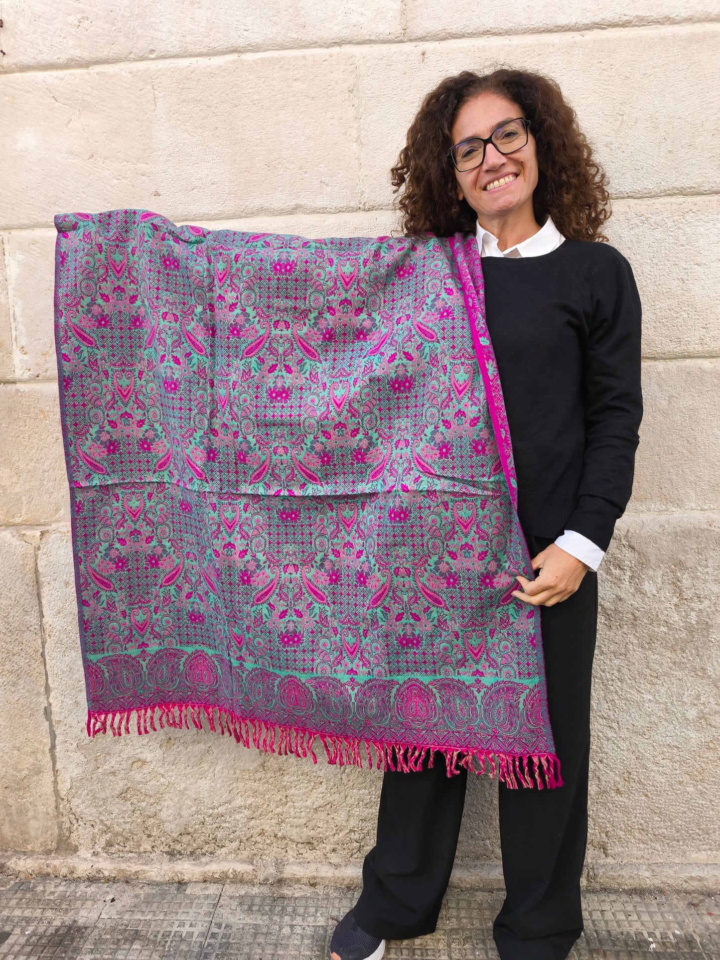 Warm Tibetan Yak Wool Shawl Scarf Stole Pashmina Blanket 75A