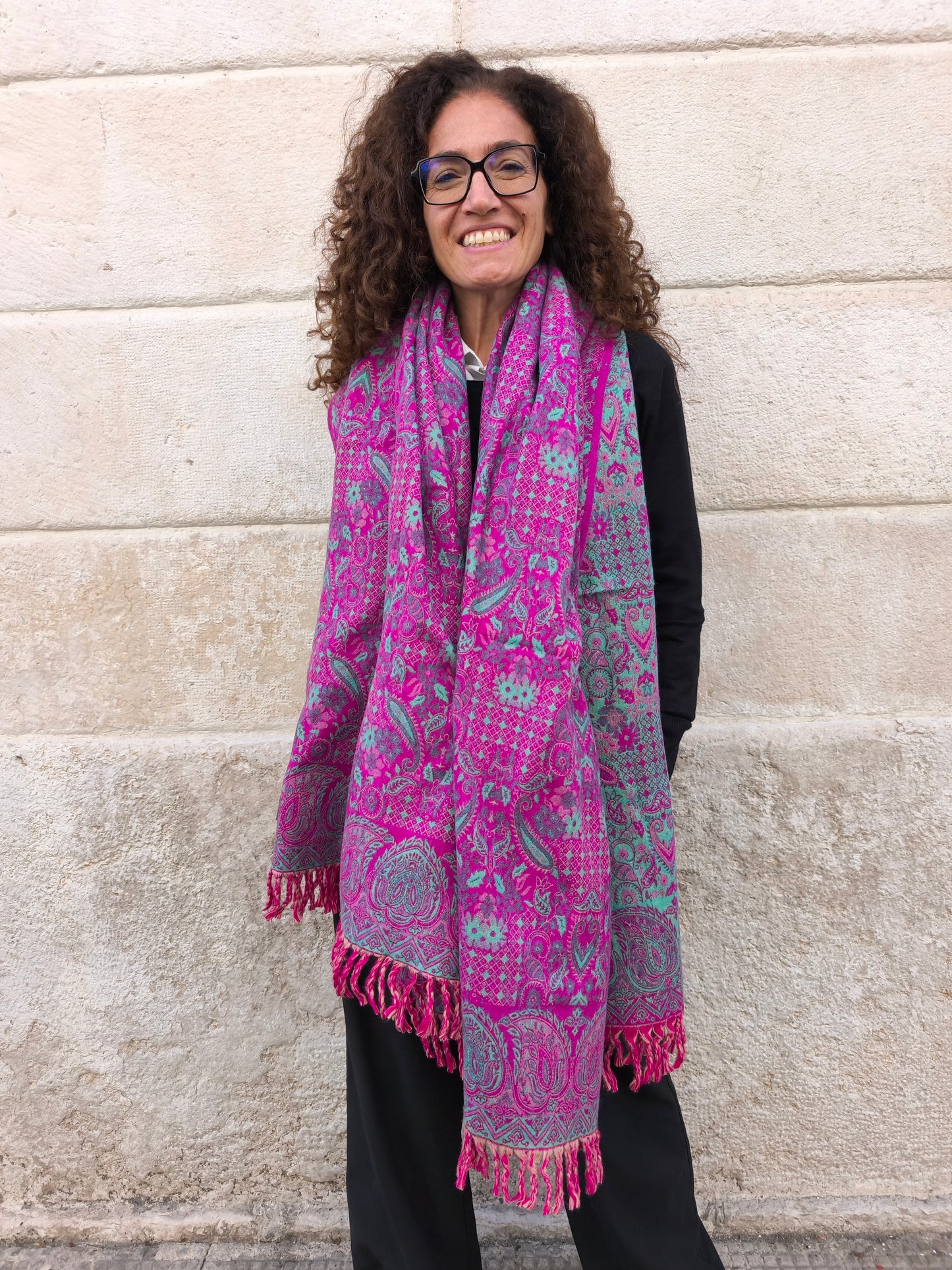 Warm Tibetan Yak Wool Shawl Scarf Stole Pashmina Blanket 75A