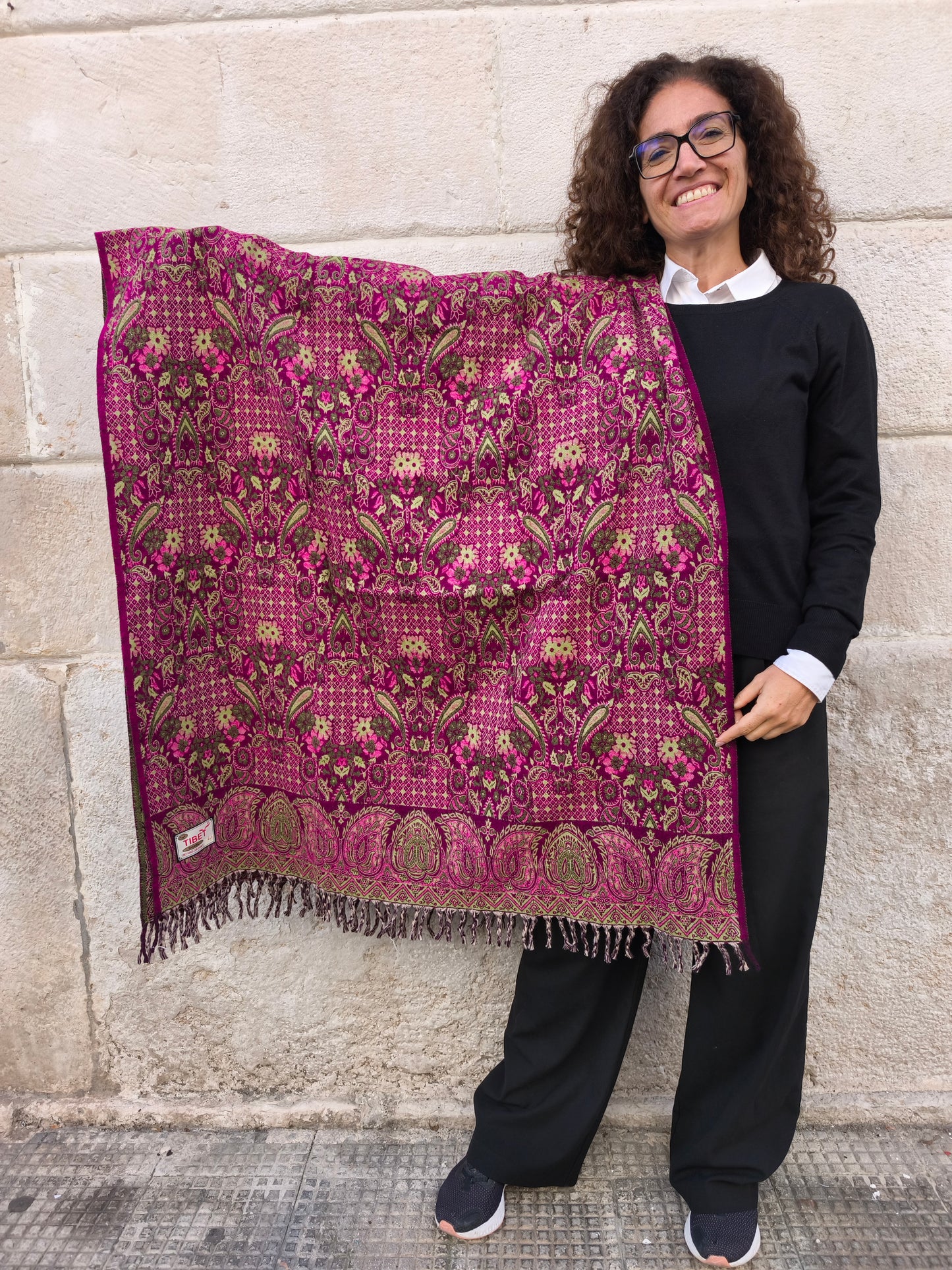 Warm Tibetan Yak Wool Shawl Scarf Stole Pashmina Blanket 75A