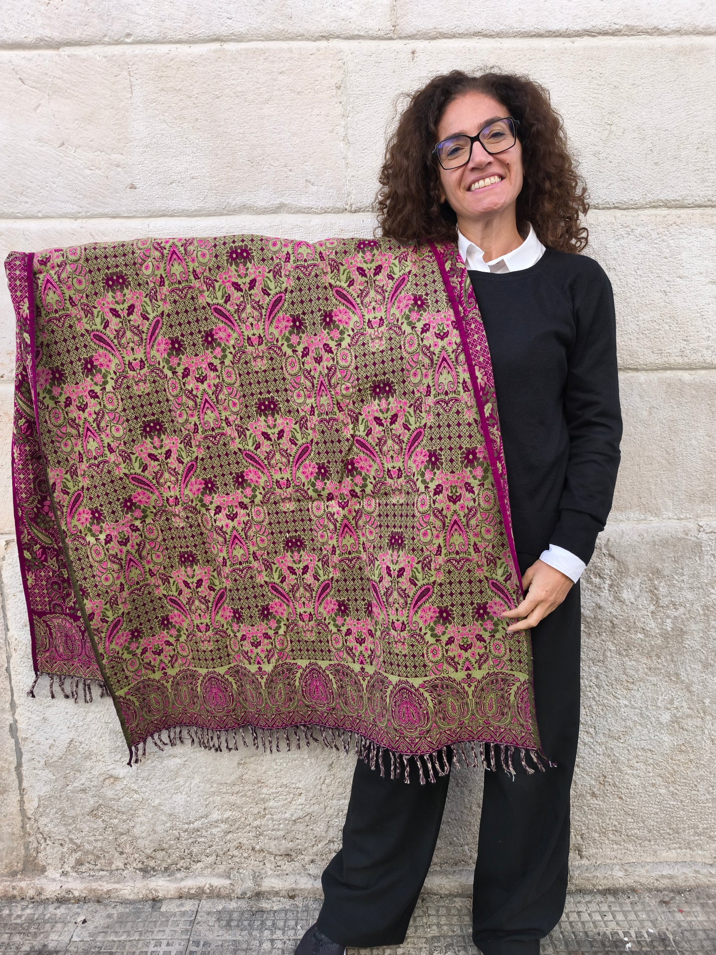 Warm Tibetan Yak Wool Shawl Scarf Stole Pashmina Blanket 75A