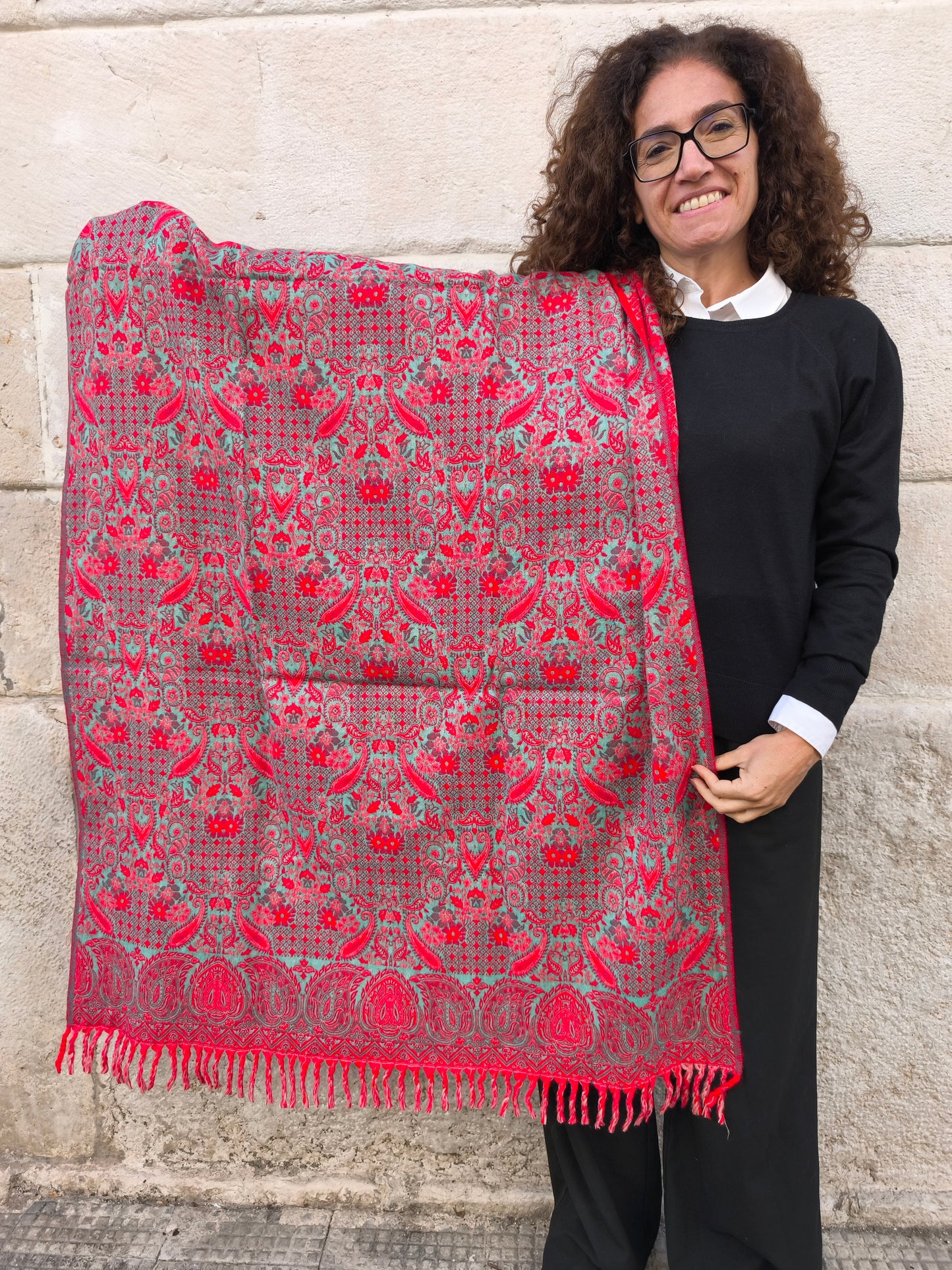 Warm Tibetan Yak Wool Shawl Scarf Stole Pashmina Blanket 75A