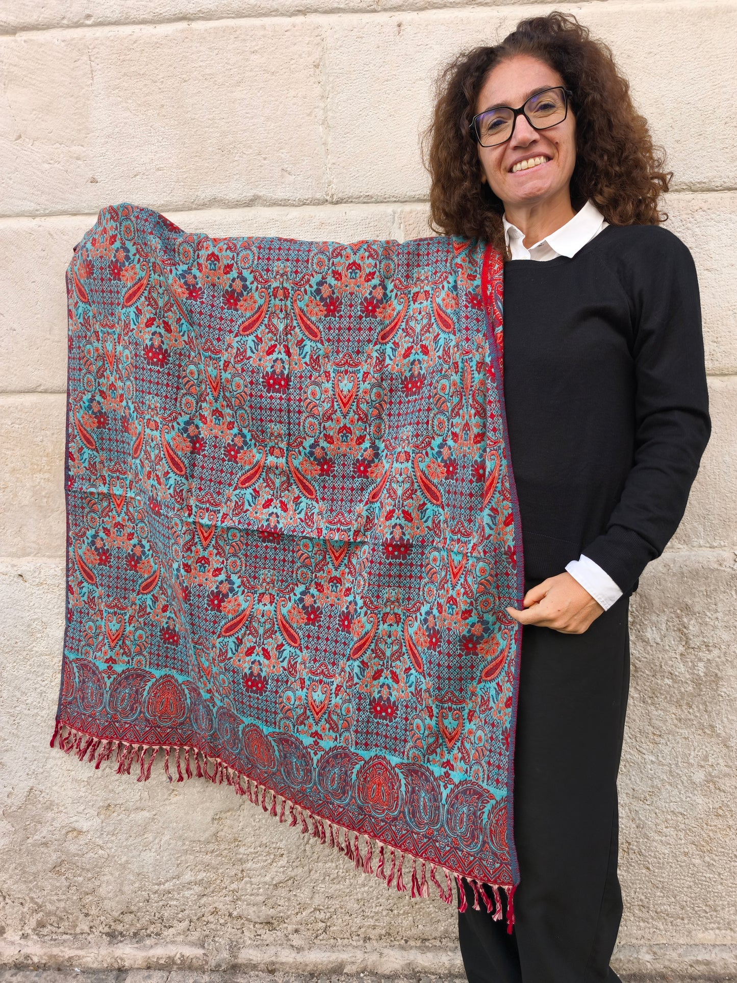 Warm Tibetan Yak Wool Shawl Scarf Stole Pashmina Blanket 75A