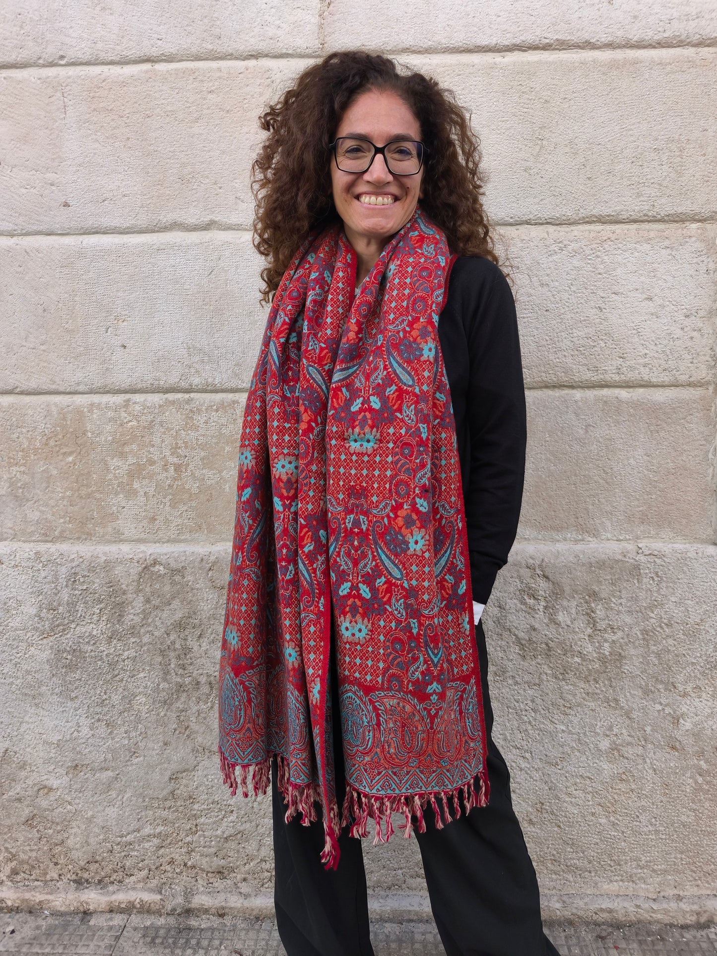 Warm Tibetan Yak Wool Shawl Scarf Stole Pashmina Blanket 75A