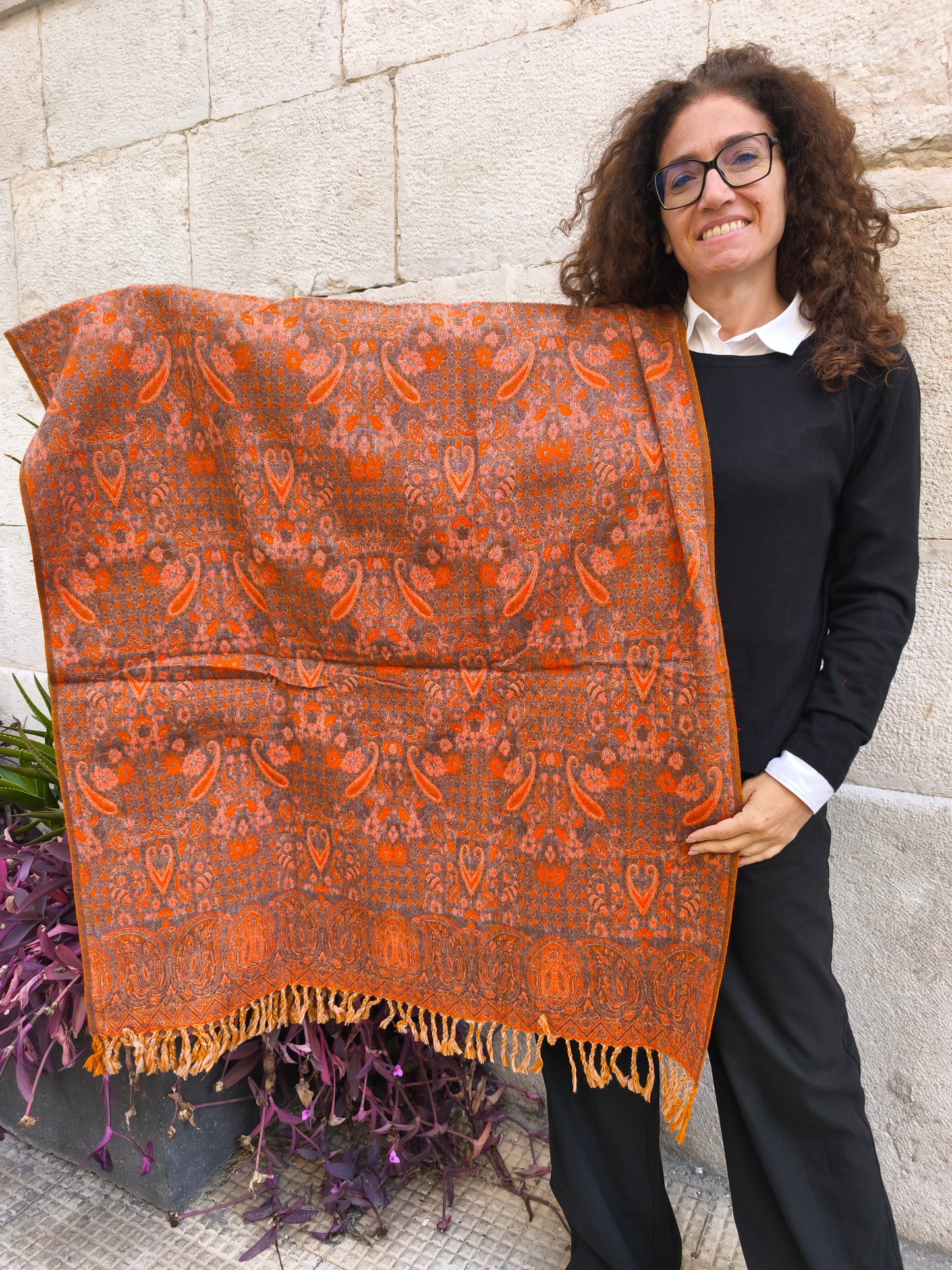 Warm Tibetan Yak Wool Shawl Scarf Stole Pashmina Blanket 75A